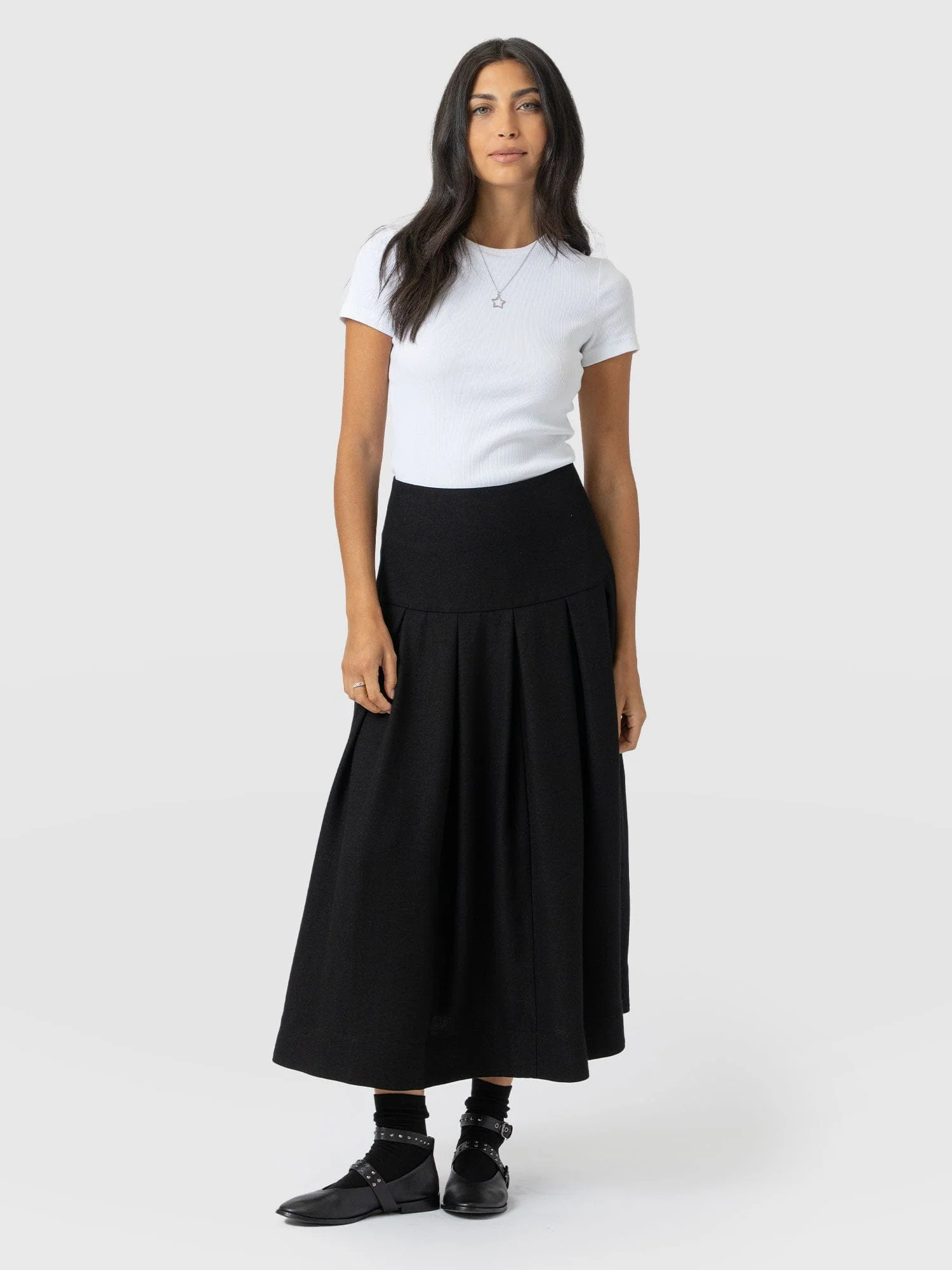 Everly Pleated Skirt - Black - Image 2