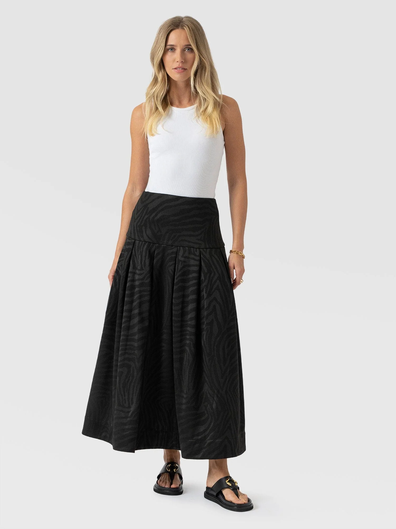 Everly Pleated Skirt - Black Zebra - Image 2