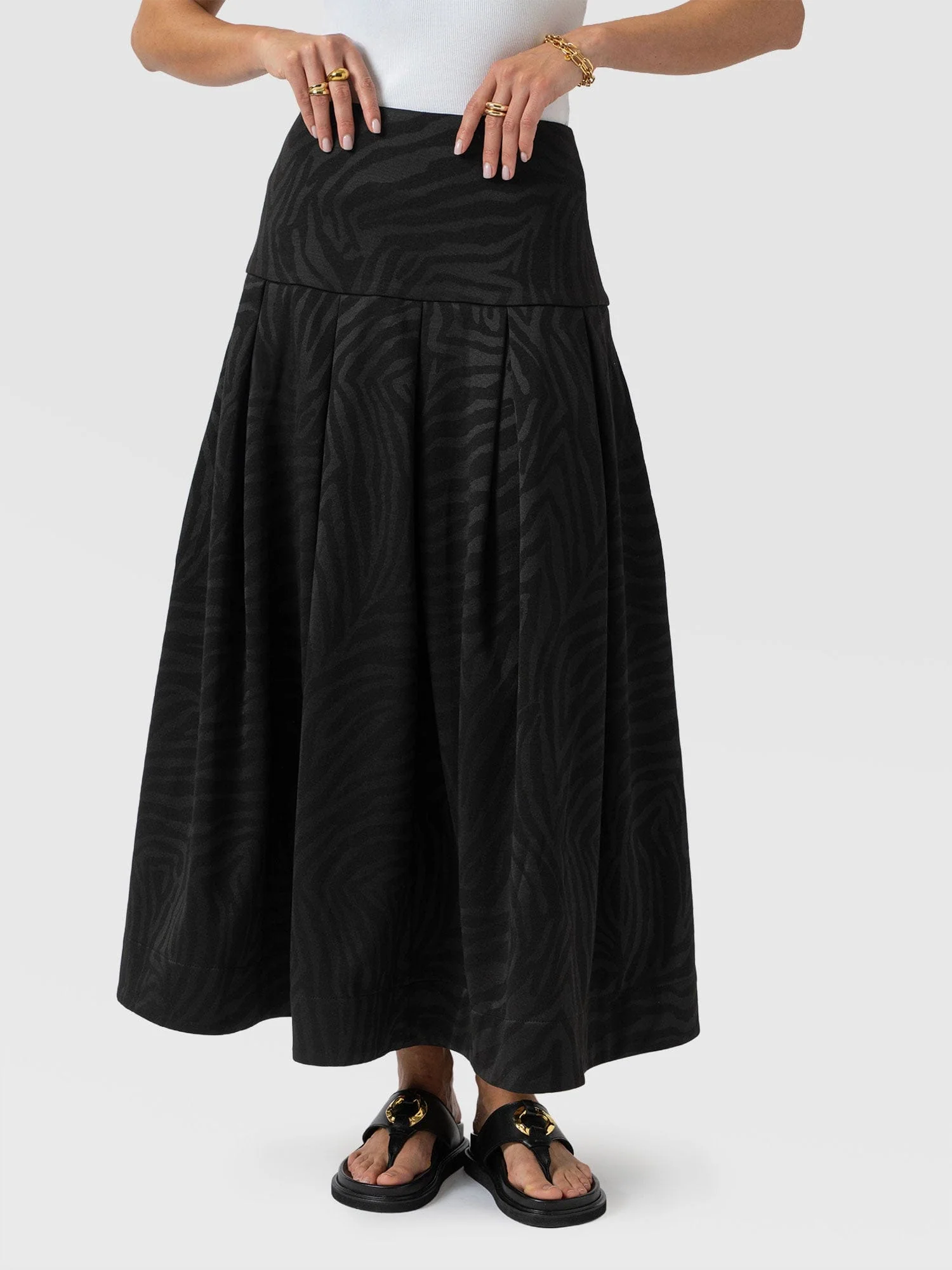 Everly Pleated Skirt - Black Zebra - Image 3
