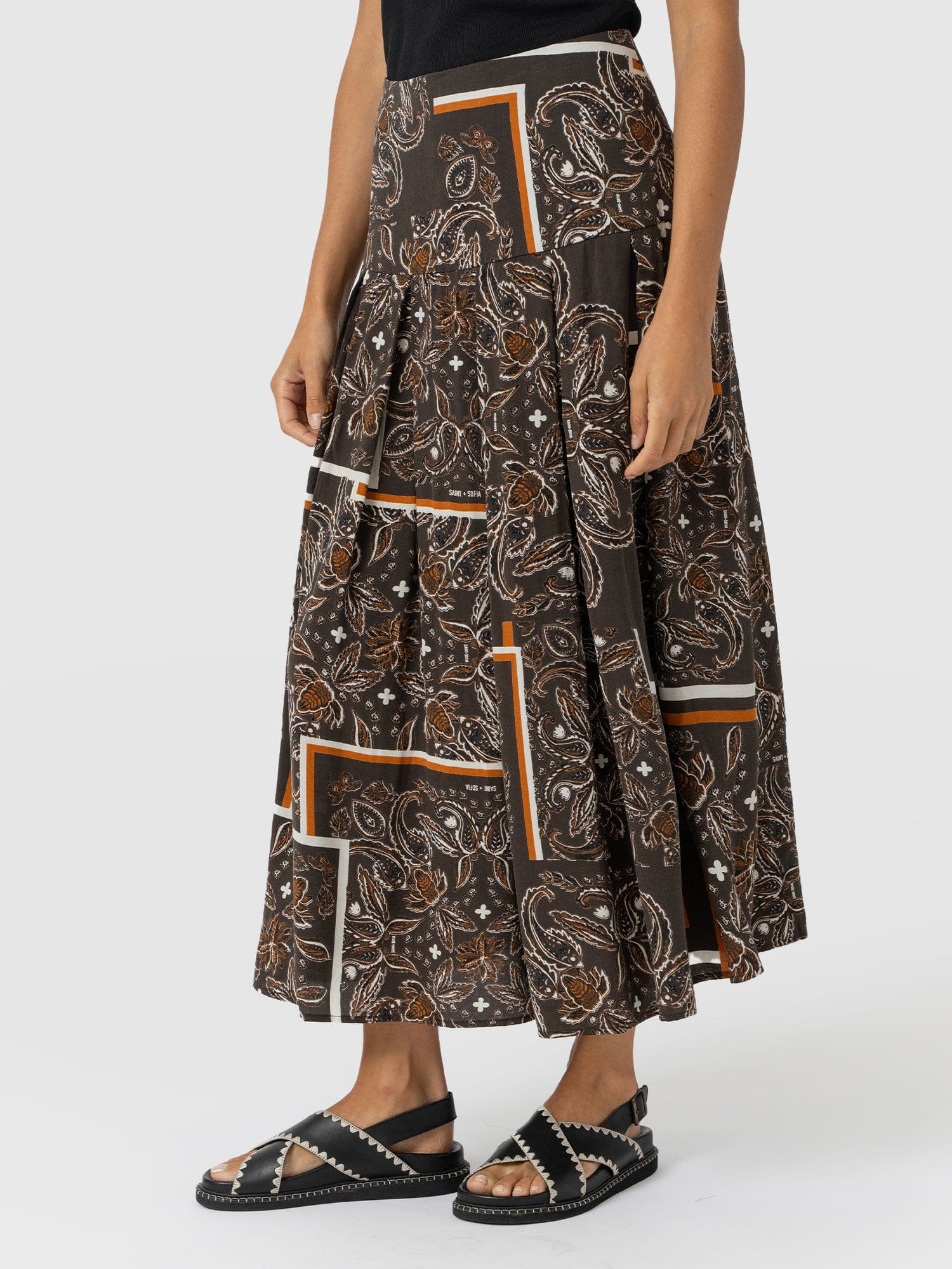 Everly Pleated Skirt - Brown Paisley - Image 4