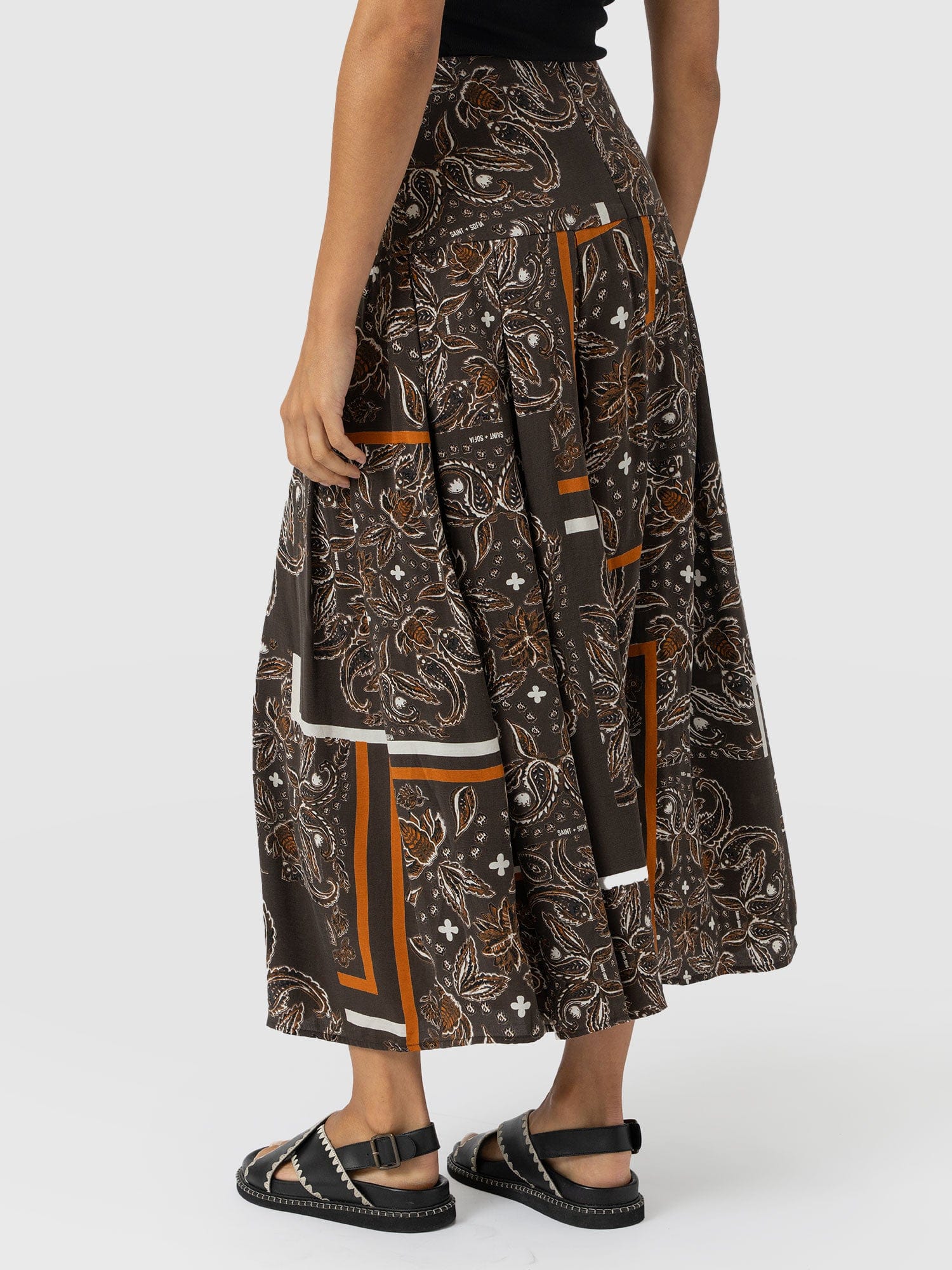 Everly Pleated Skirt - Brown Paisley - Image 6