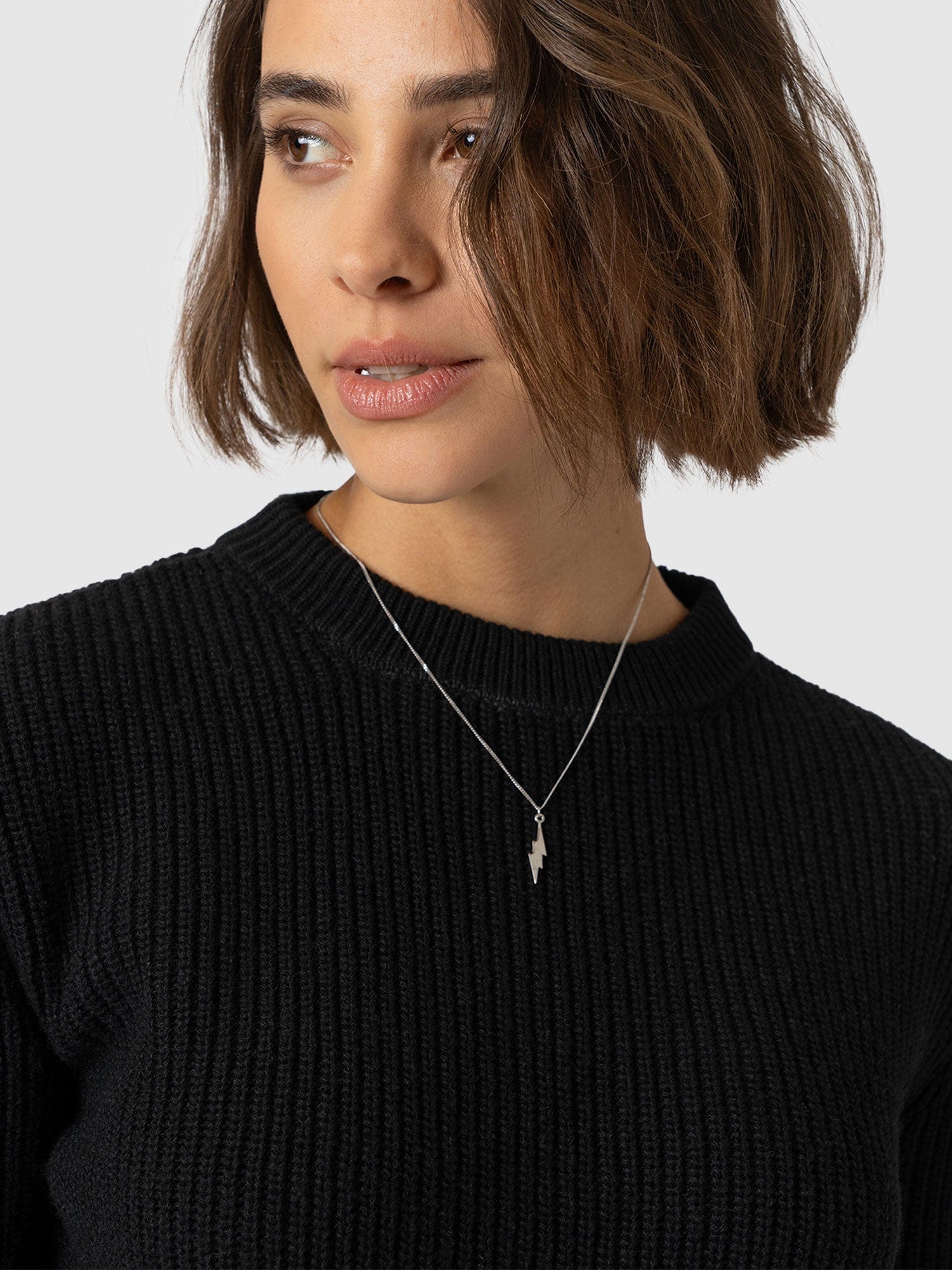 Eyelet Rib Knit Jumper - Black - Image 5