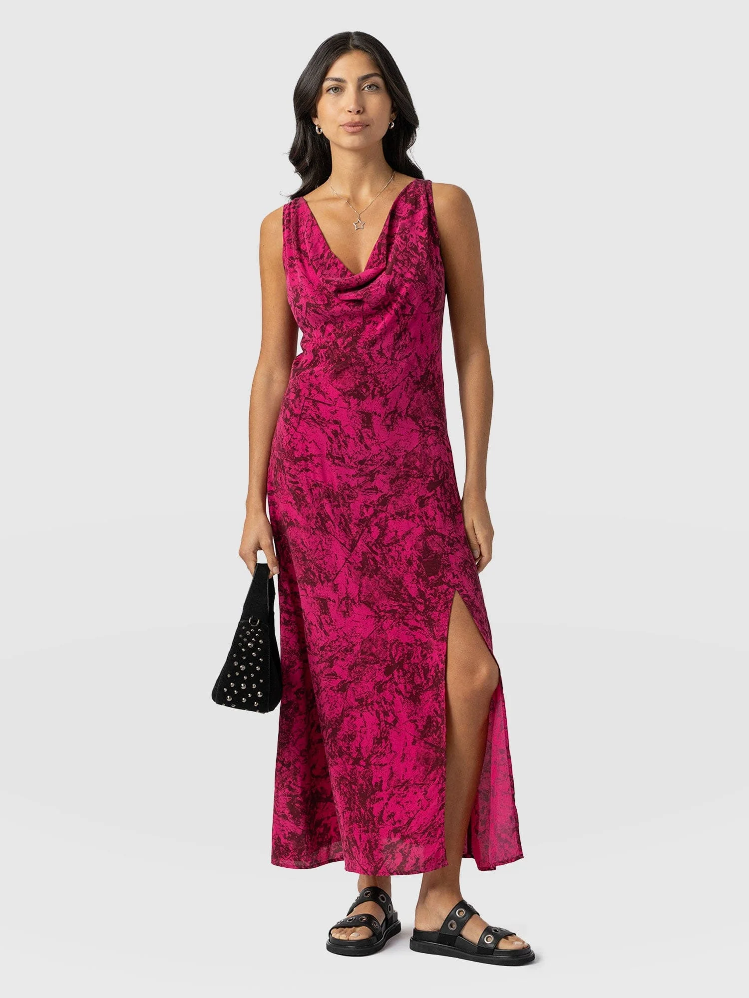 Faye Cowl Neck Dress - Pink Marble - Image 2