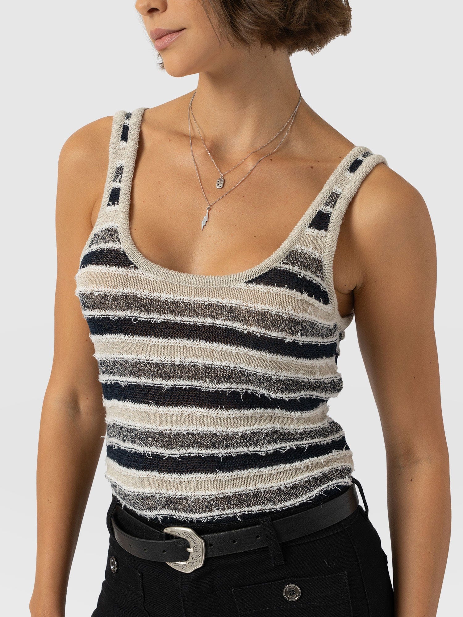 Fearne Knit Cami - Blue Stripe - Image 5
