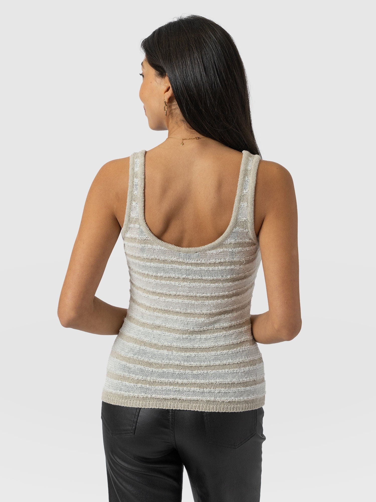 Fearne Knit Cami - Cream Stripe - Image 6