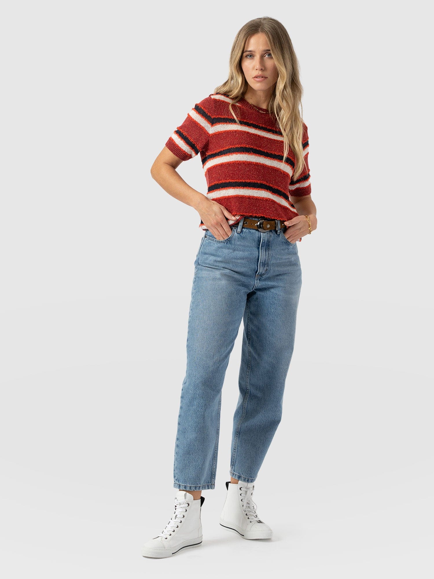 Fearne Knit Tee - Red Stripe - Image 2
