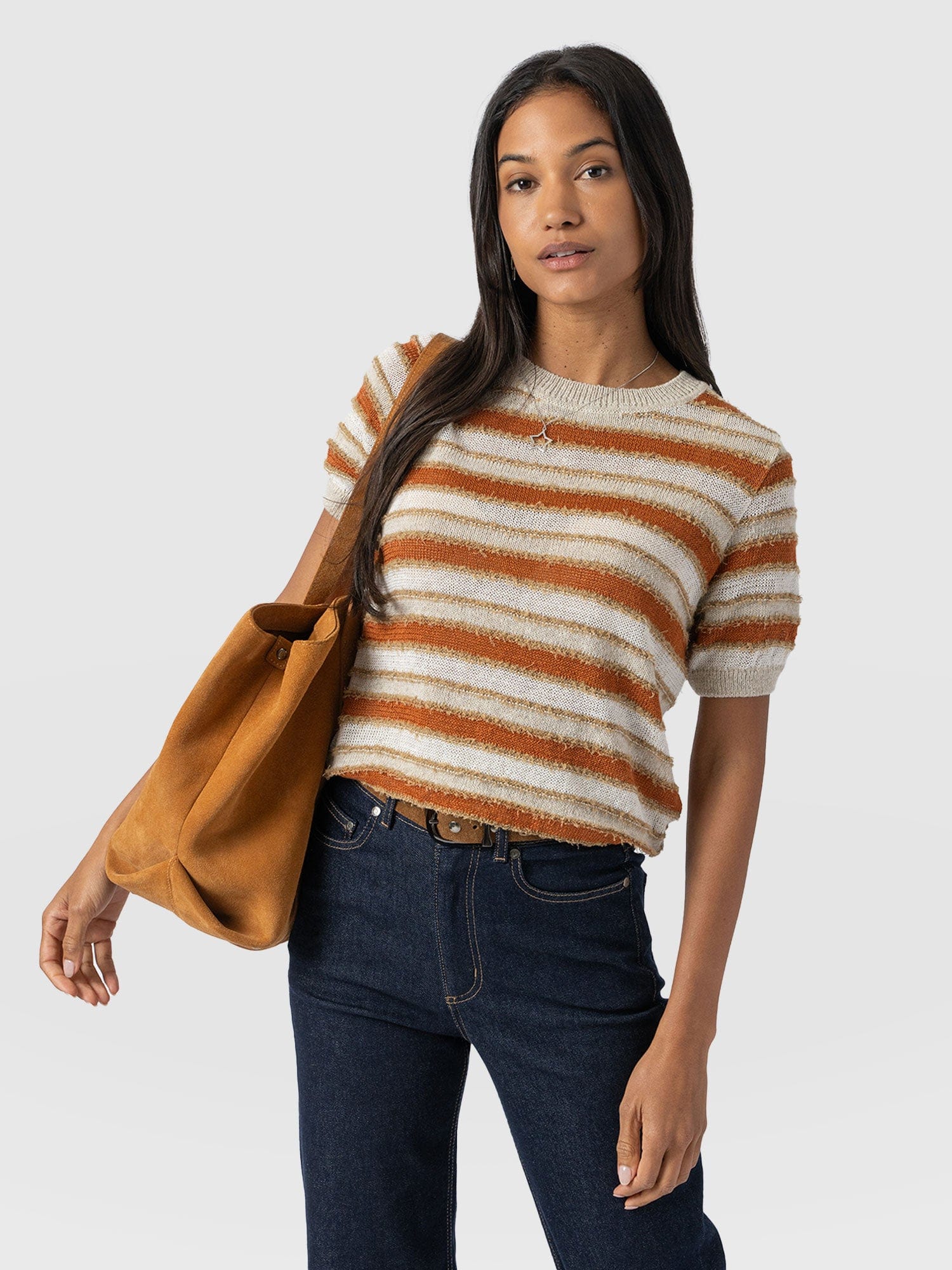 Fearne Knit Tee - Rust Stripe - Image 2