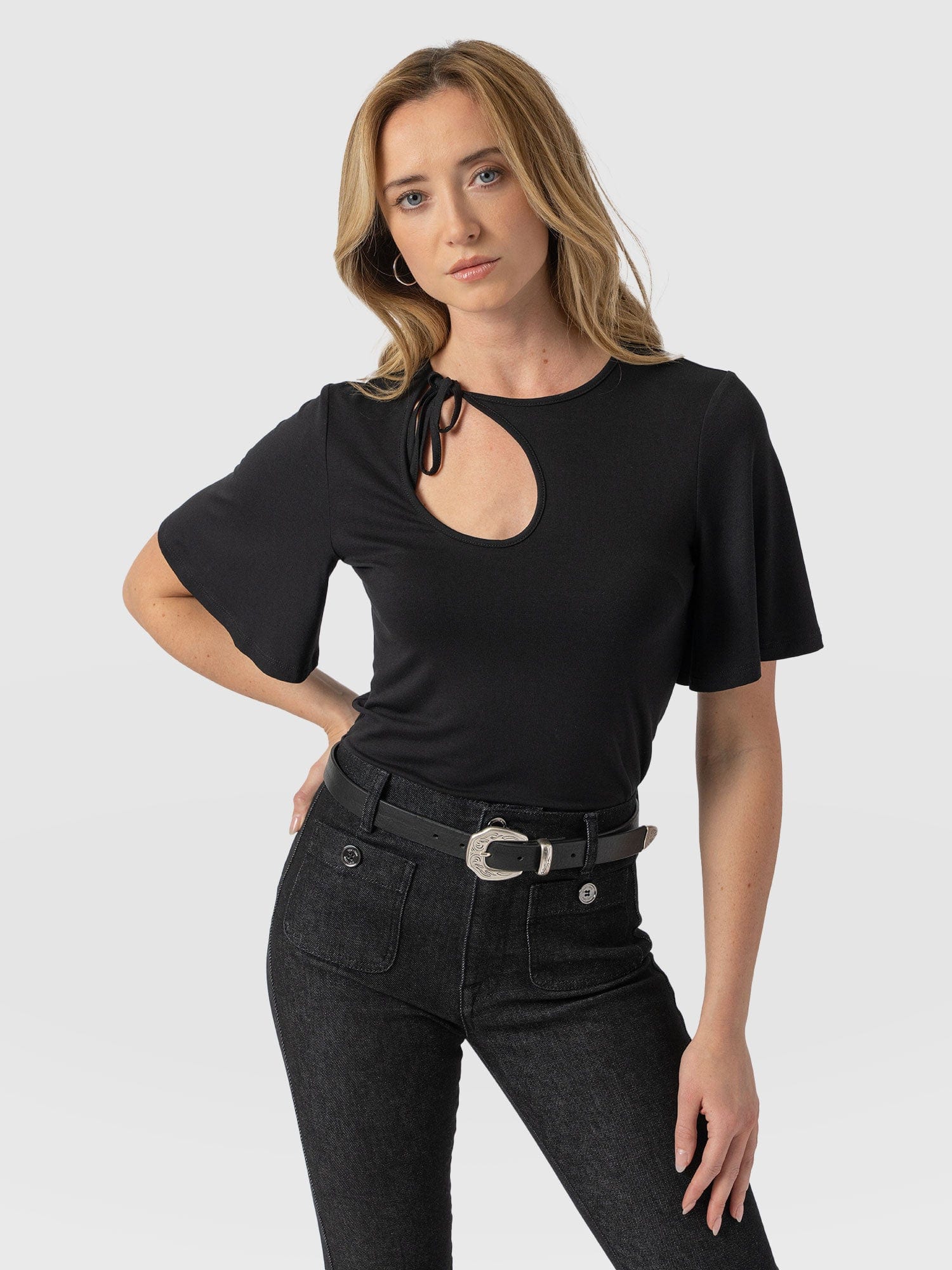Freya Tie Tee - Black - Image 3