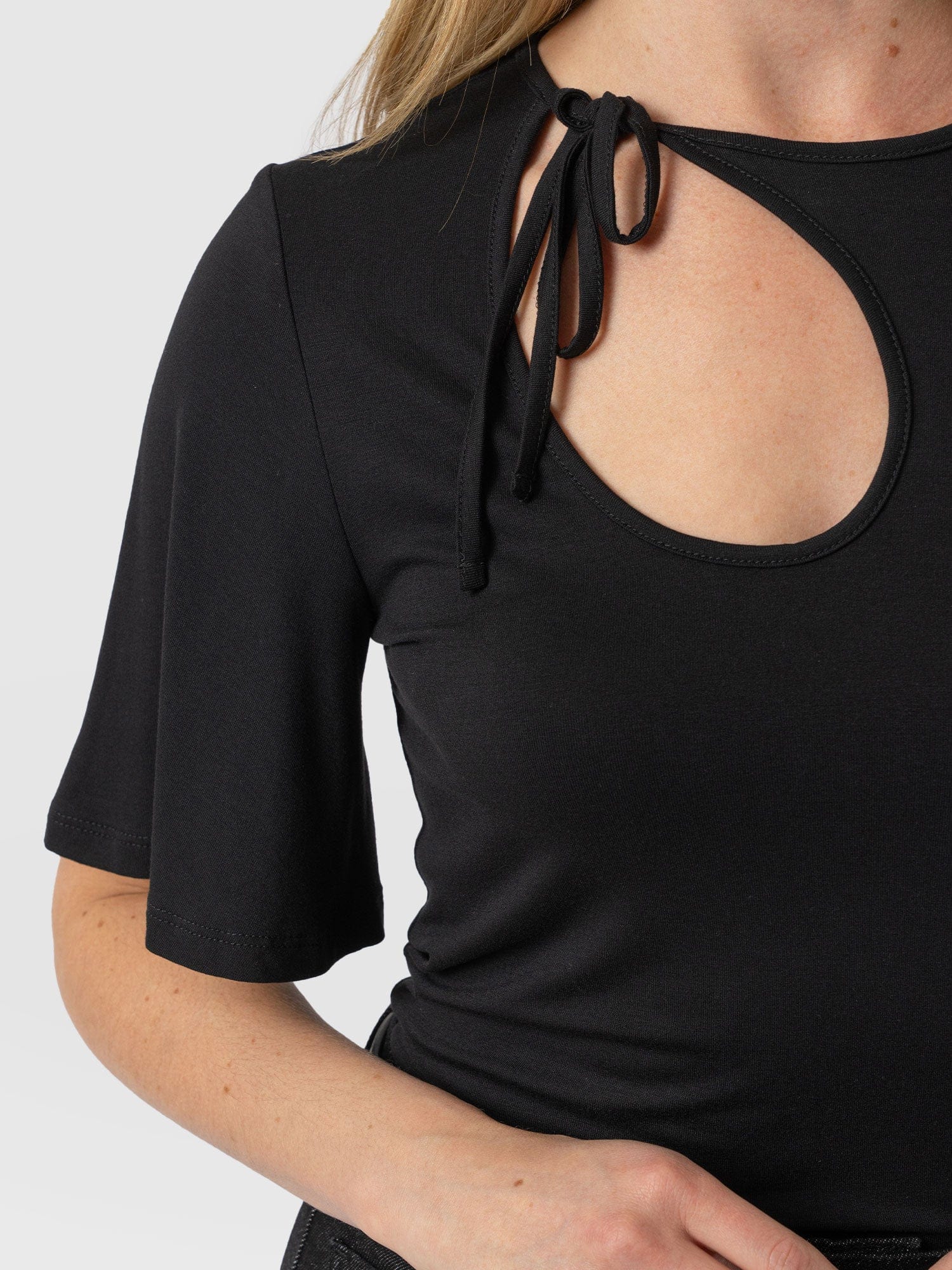 Freya Tie Tee - Black - Image 5