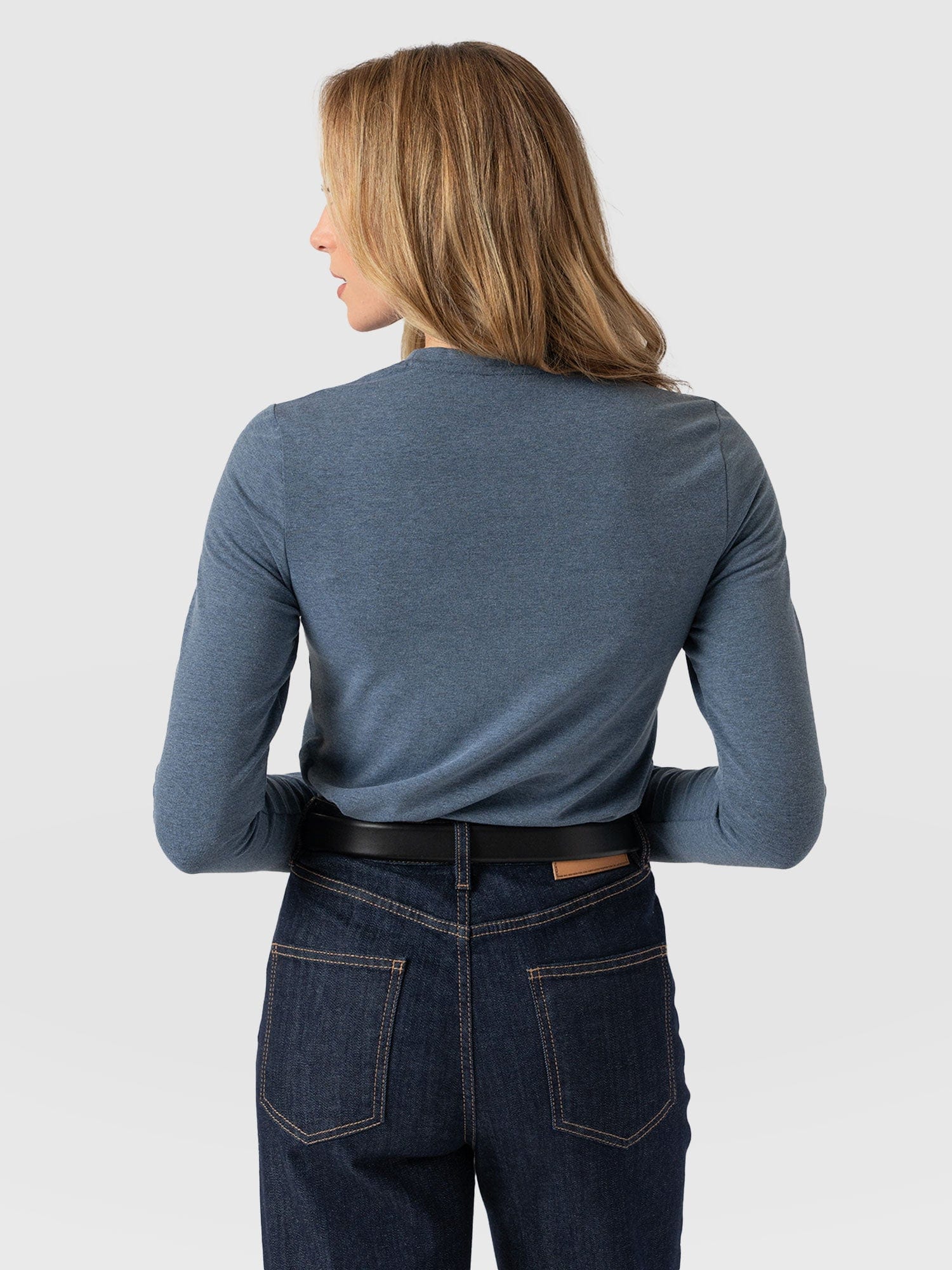 Glen Crew Neck Tee Long Sleeve - Blue - Image 6
