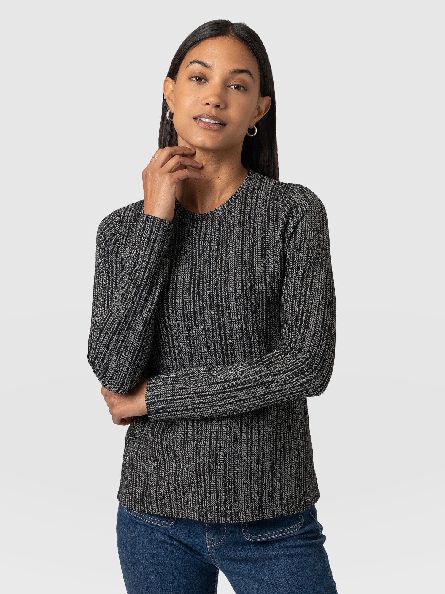 Glen Crew Neck Tee - Grey/Black - Image 2