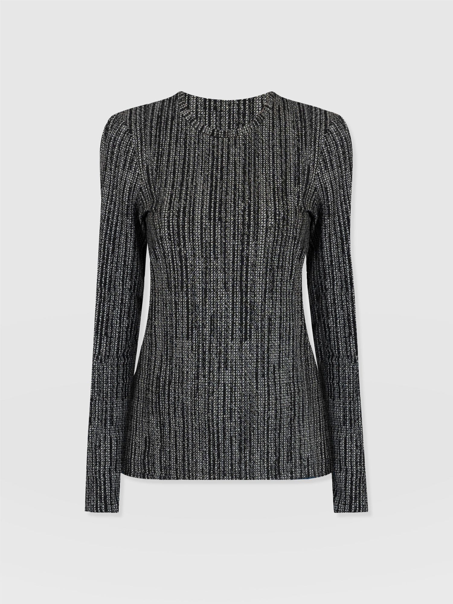 Glen Crew Neck Tee - Grey/Black - Image 7