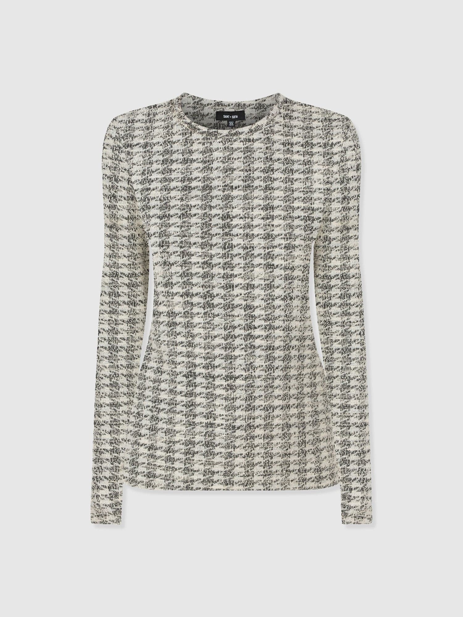 Glen Crew Neck Tee Long Sleeve - Cream Boucle - Image 7