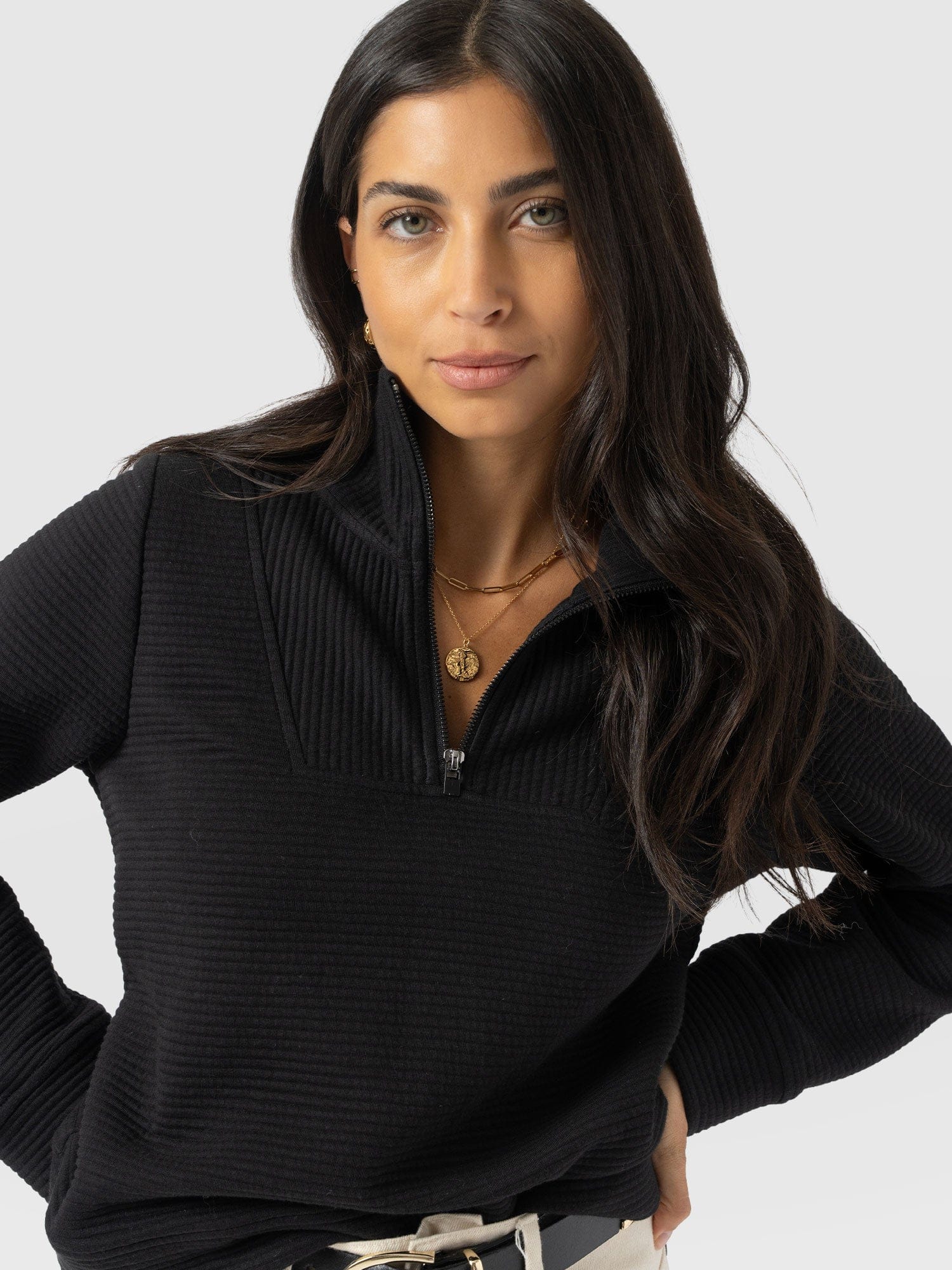 Halsey Quarter Zip - Black Ottoman - Image 2