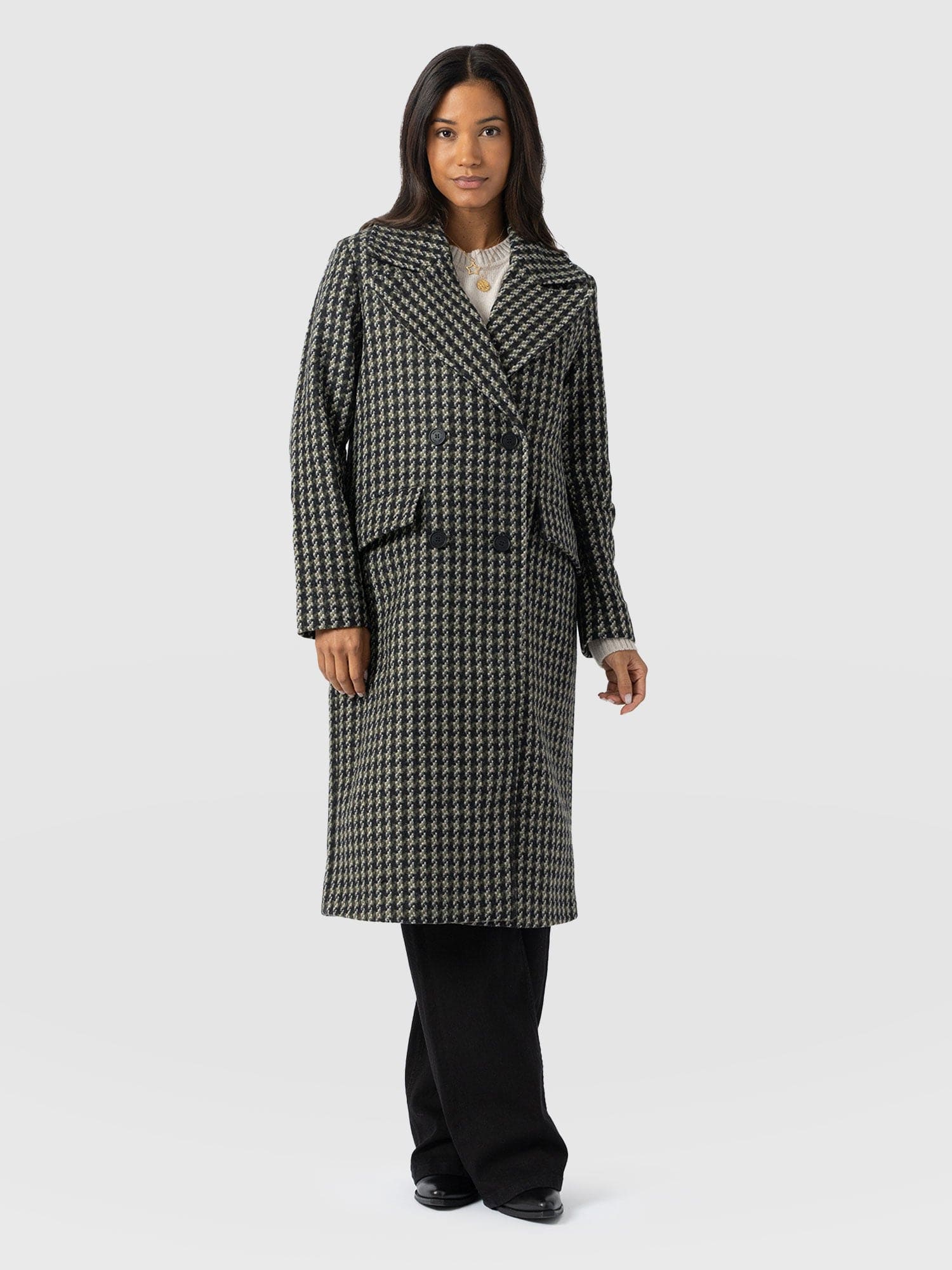 Hampton Coat - Olive Houndstooth - Image 2