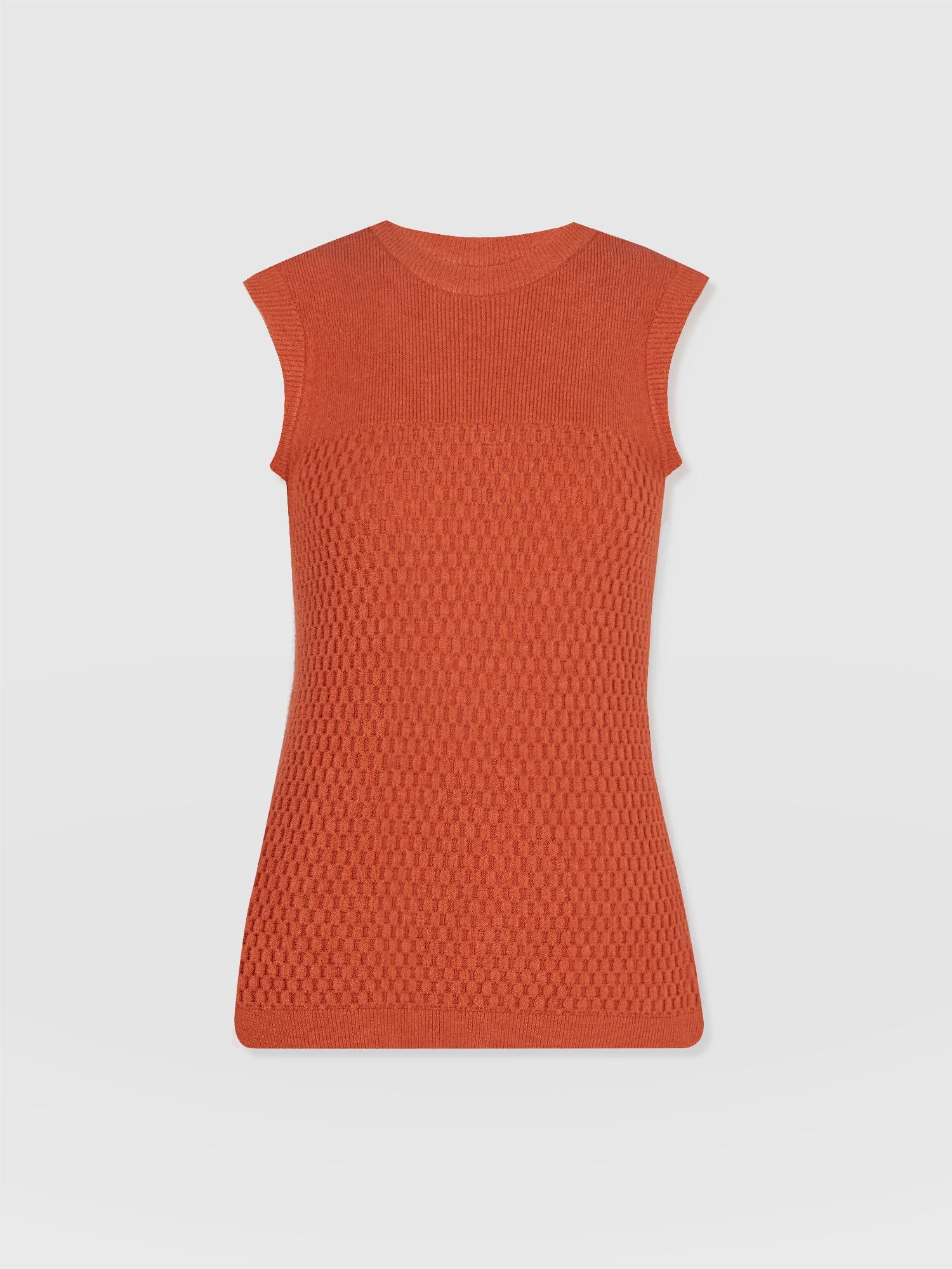 Honeycomb Sleeveless Rib Knit - Burnt Orange - Image 7