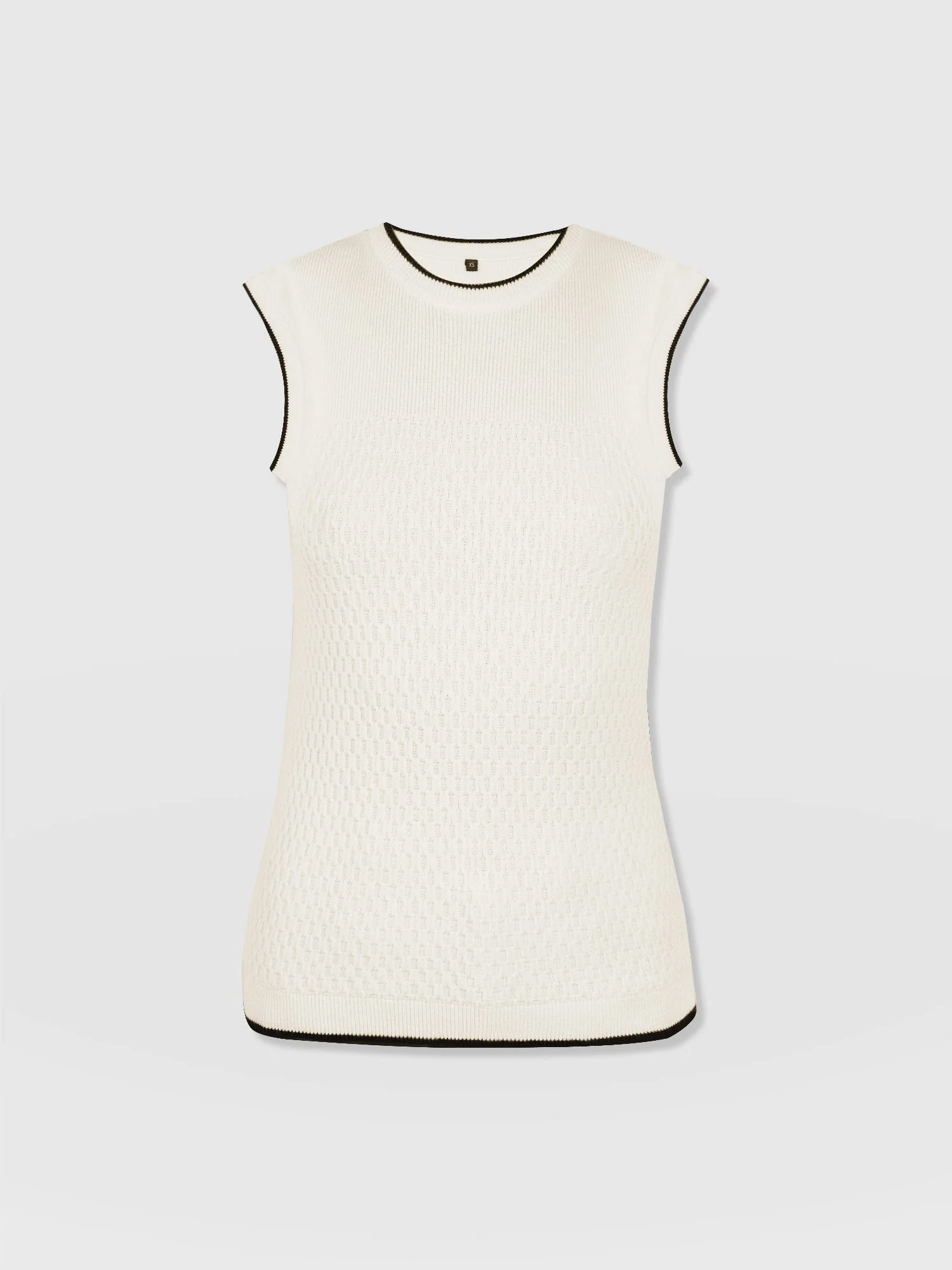 Honeycomb Sleeveless Rib Knit - Cream - Image 7