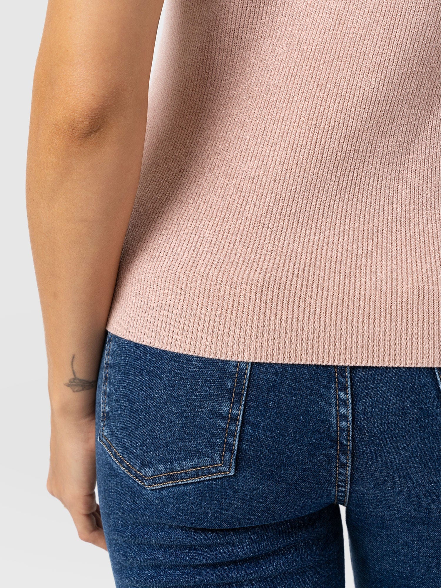 Honeycomb Sleeveless Rib Knit - Pale Pink - Image 5