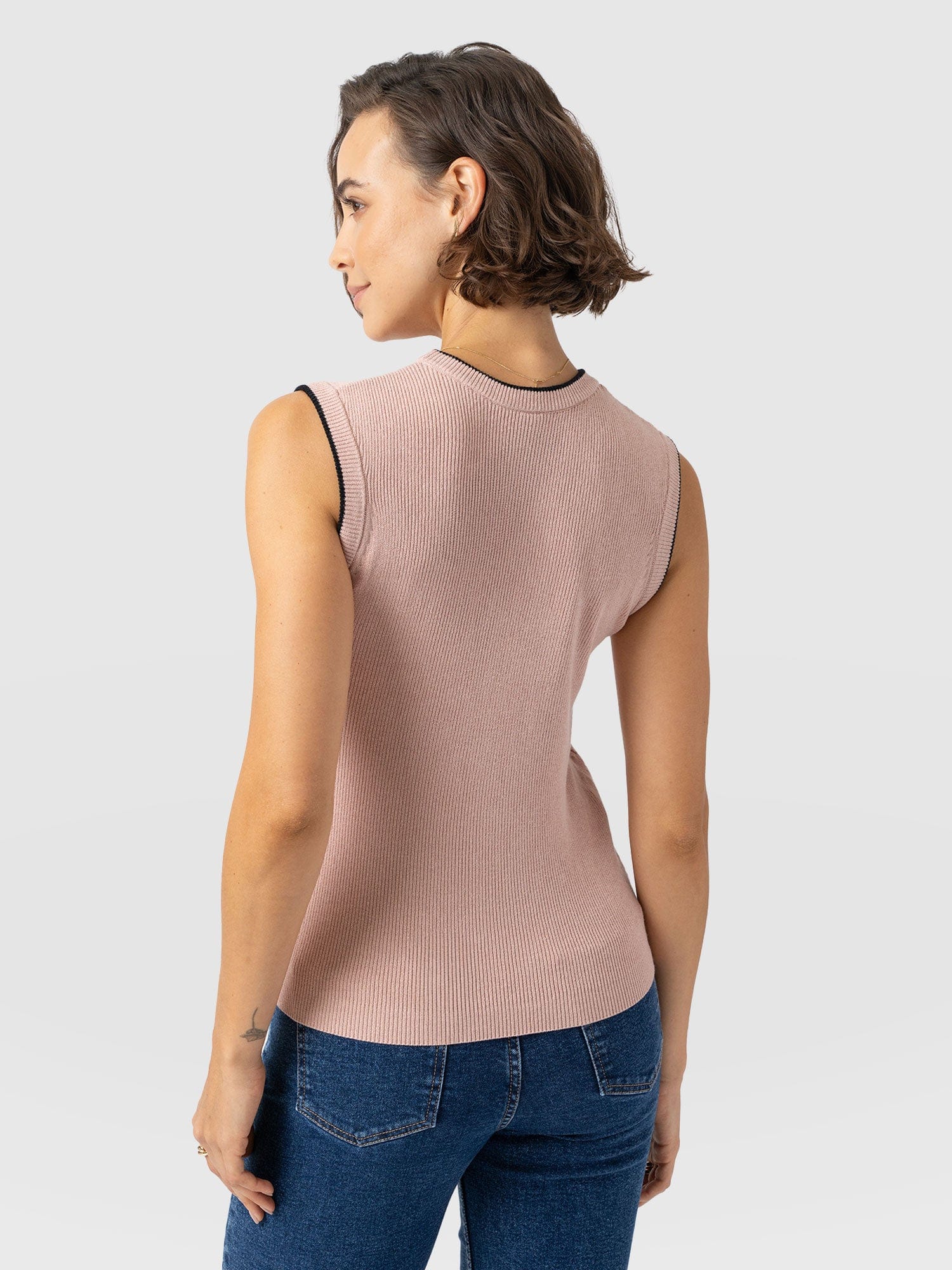 Honeycomb Sleeveless Rib Knit - Pale Pink - Image 6