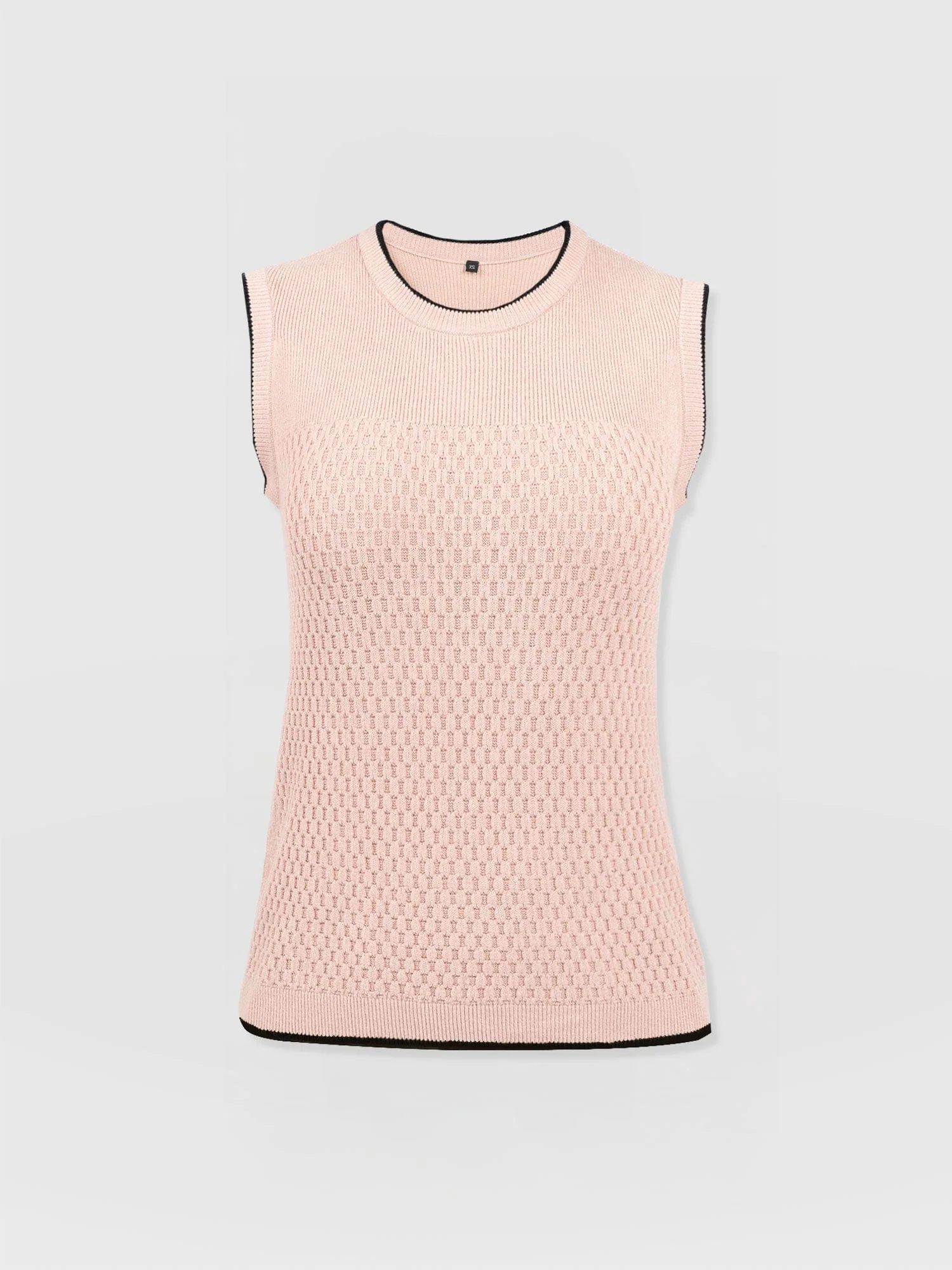 Honeycomb Sleeveless Rib Knit - Pale Pink - Image 7