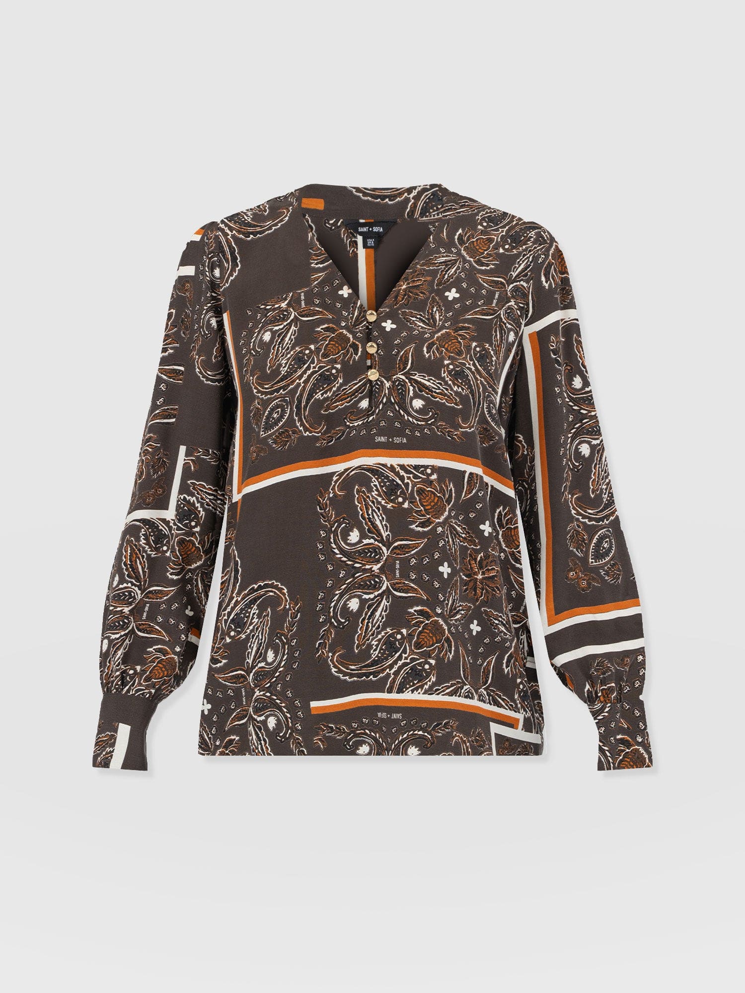 Joselyn V Neck Blouse - Brown Paisley - Image 7