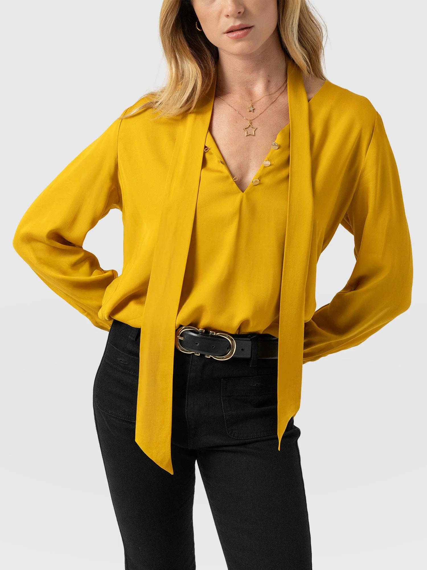 Joselyn V Neck Blouse - Golden Yellow - Image 4