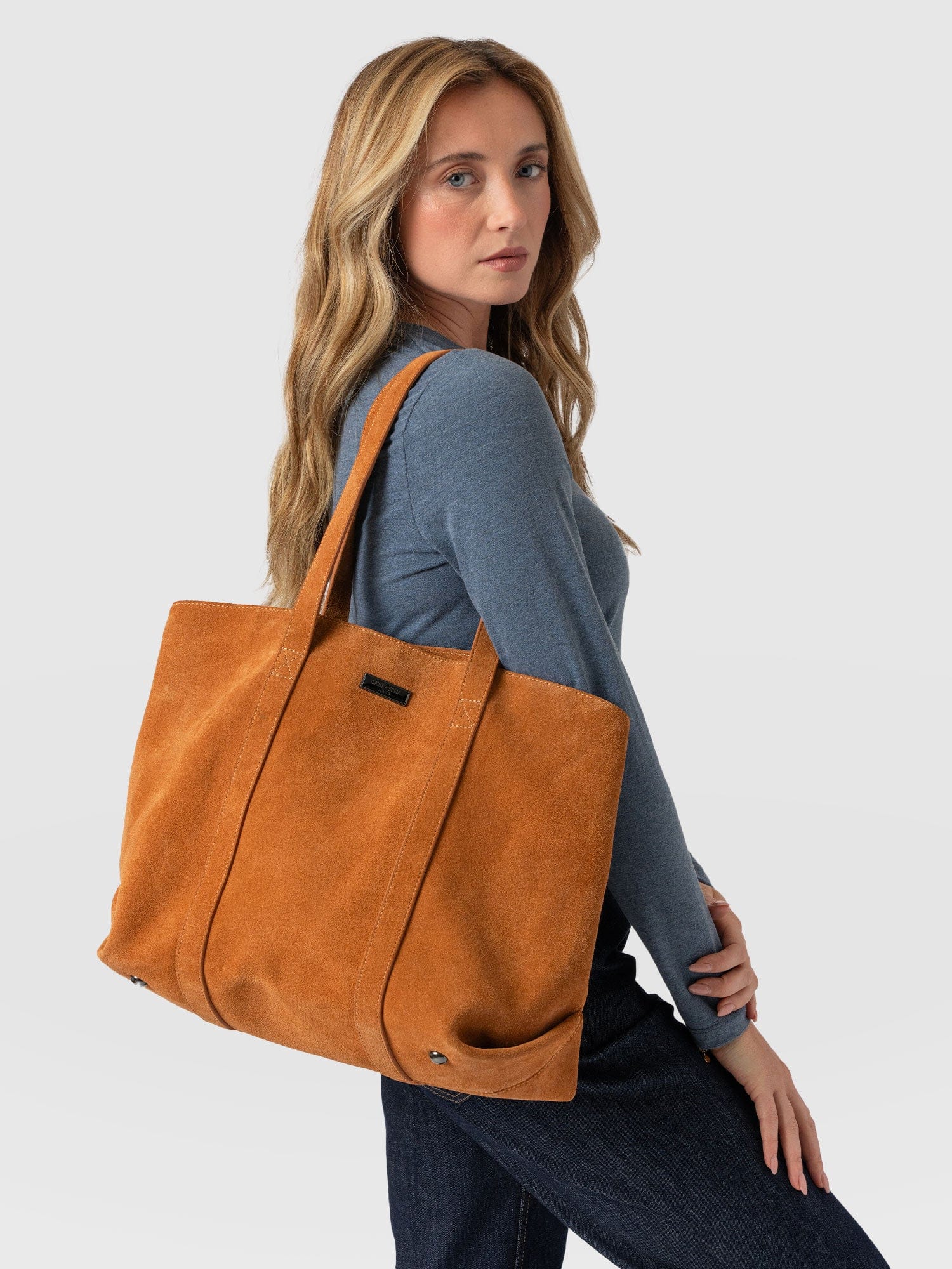 Kara Shopper Bag - Tan Suede - Image 7