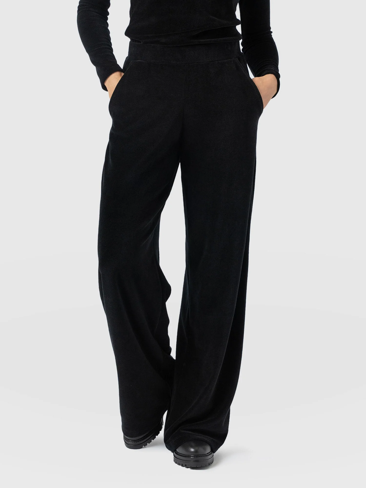 Keller Wide Leg Pant - Black Velvet - Image 2