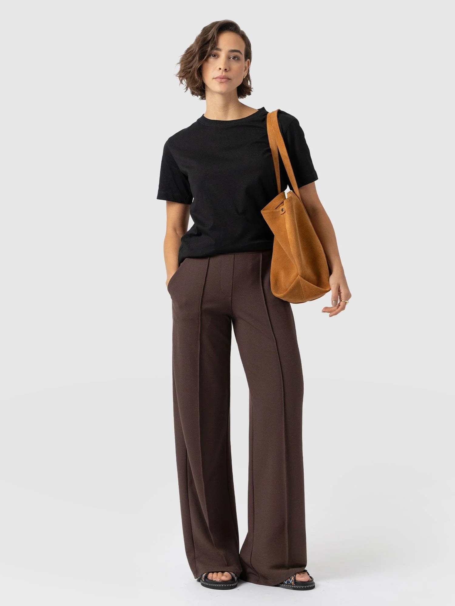 Keller Wide Leg Pant - Brown - Image 2