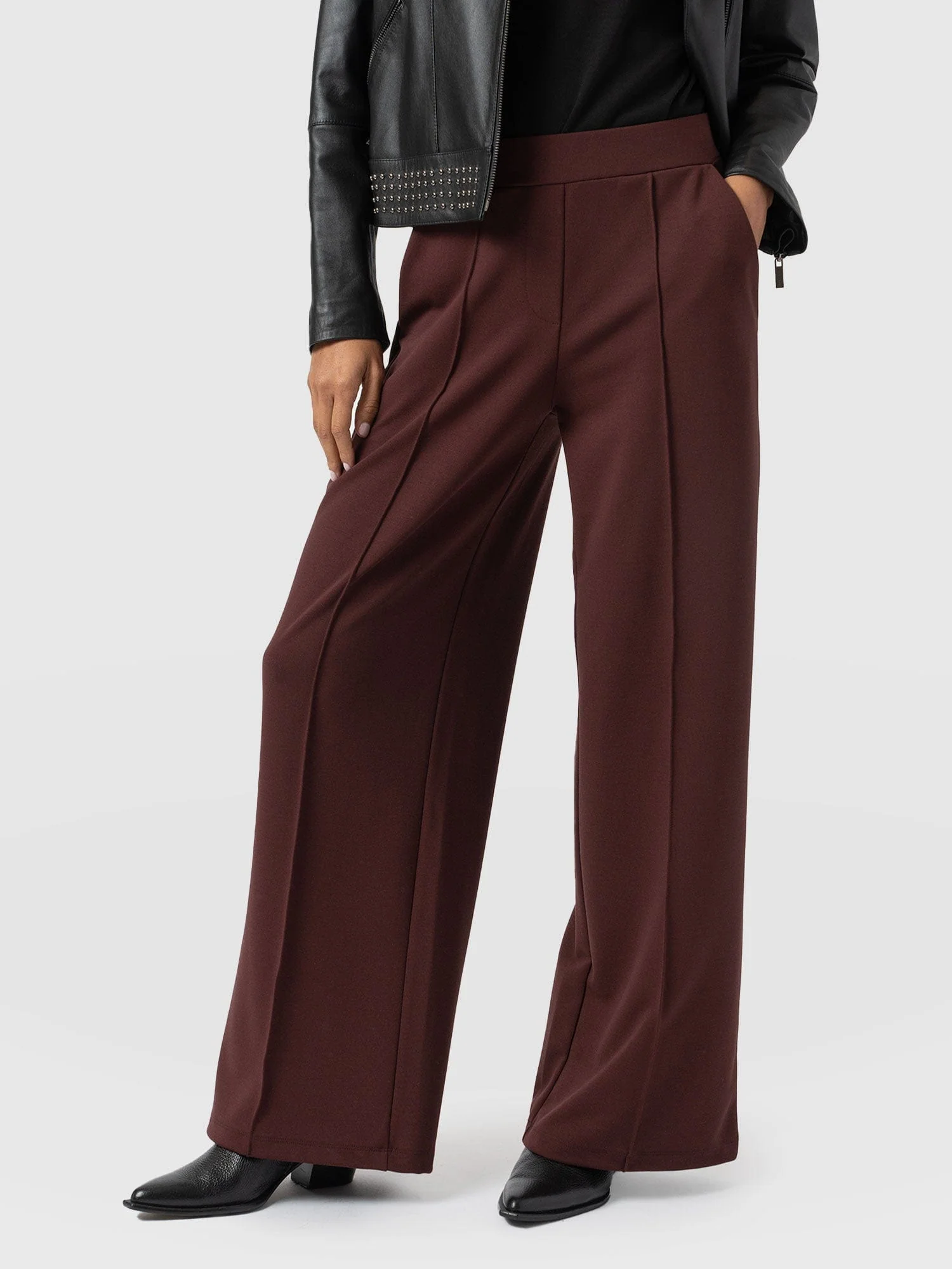 Keller Wide Leg Pant - Maroon - Image 2