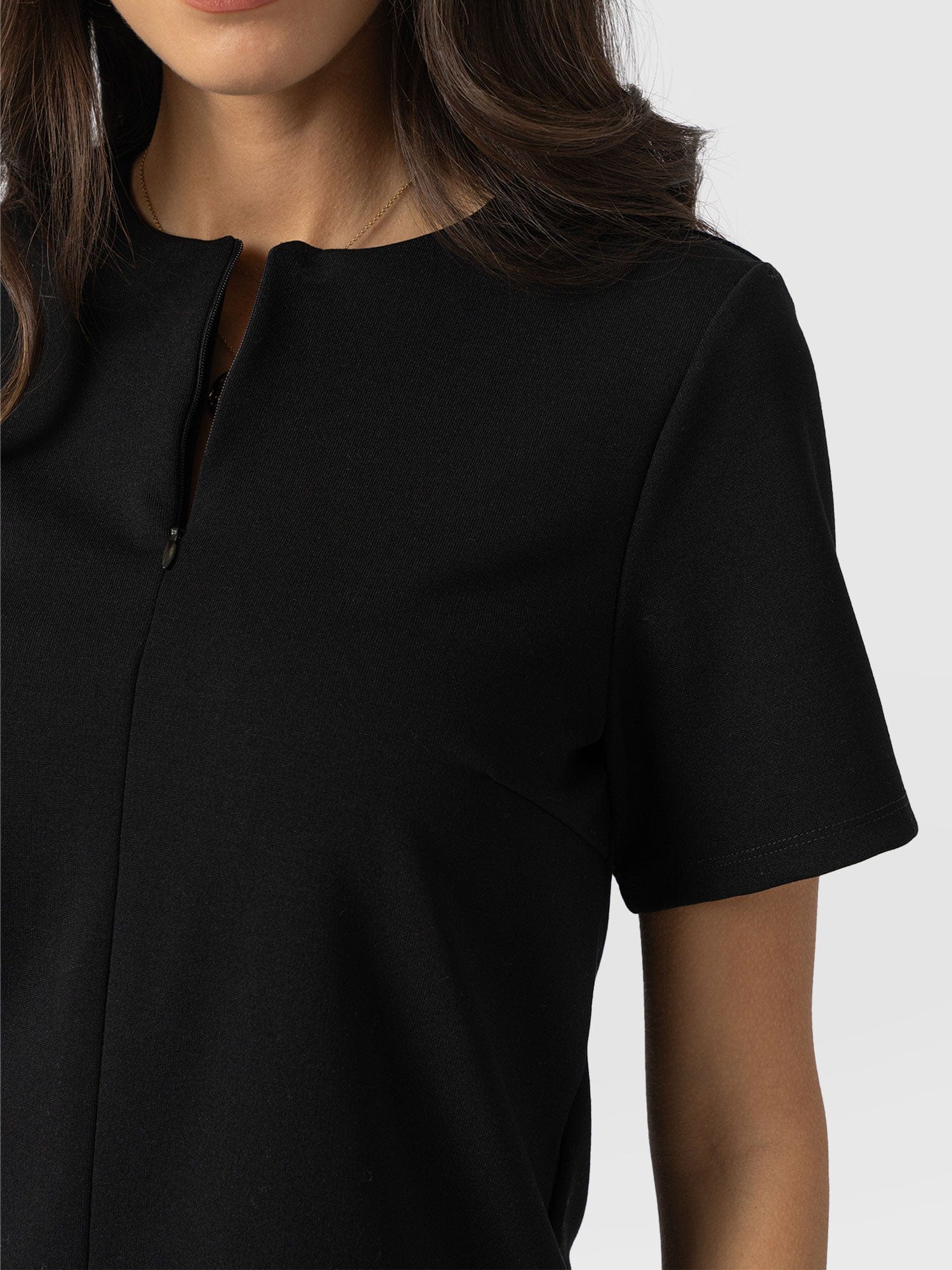 Keller Zip Up Tee - Black - Image 5
