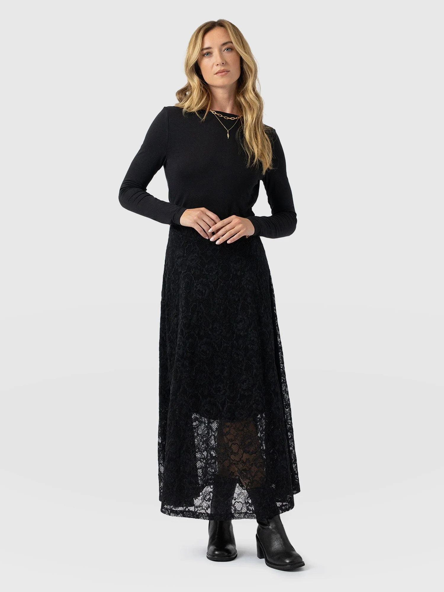Lana A - Line Skirt - Black Lace - Image 2