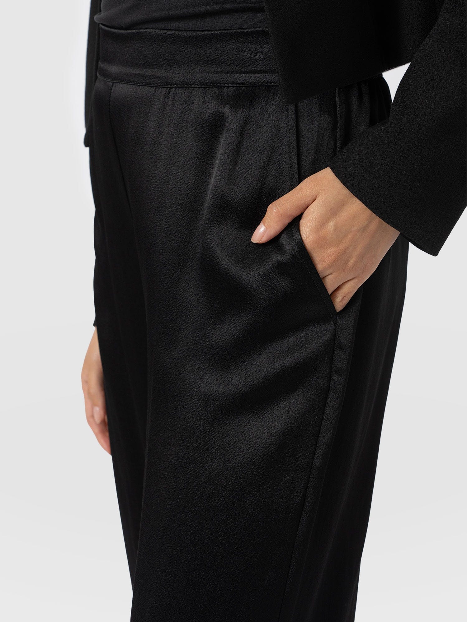 Langley Wide Leg Pant - Black - Image 3