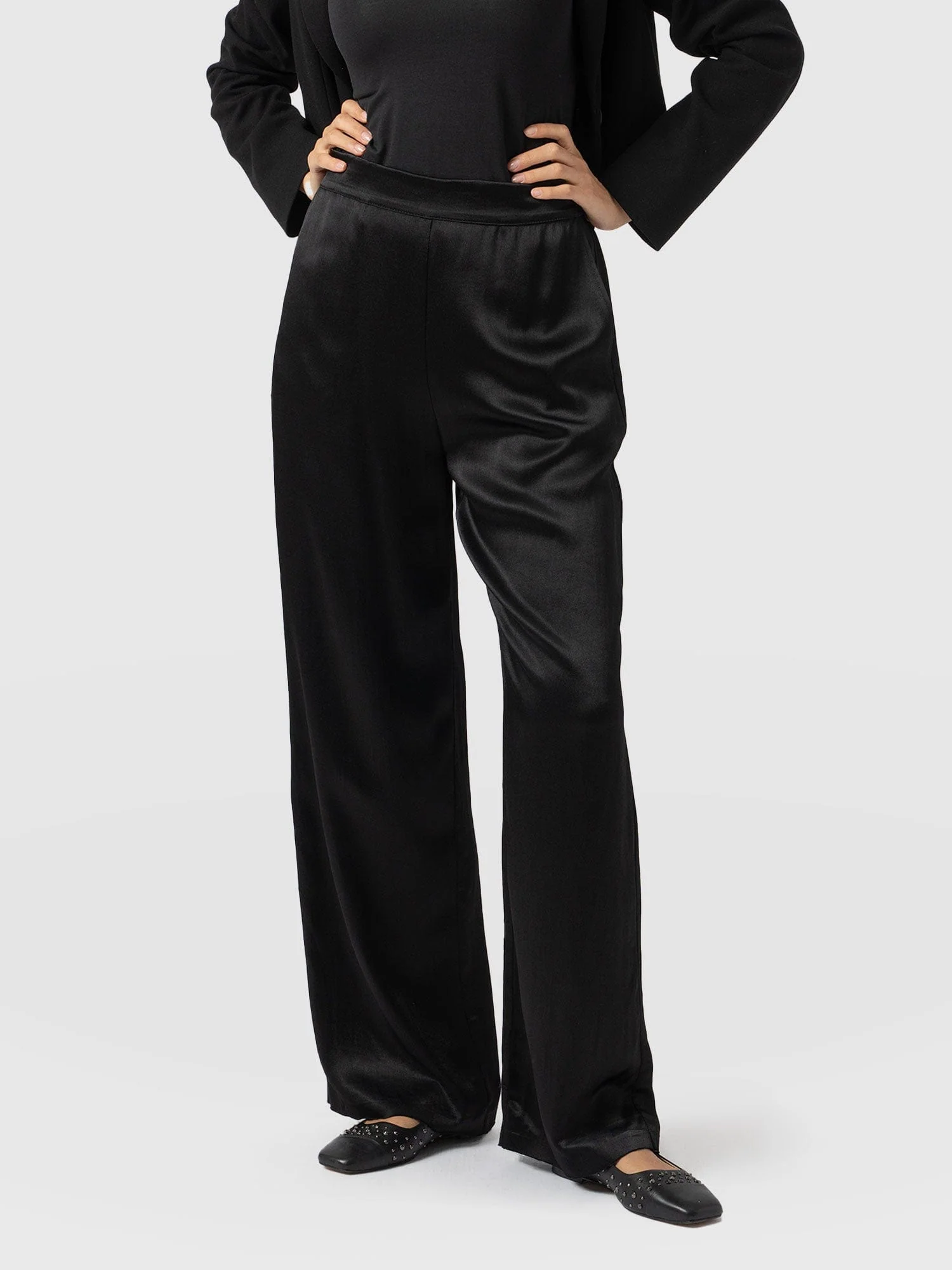 Langley Wide Leg Pant - Black - Image 4