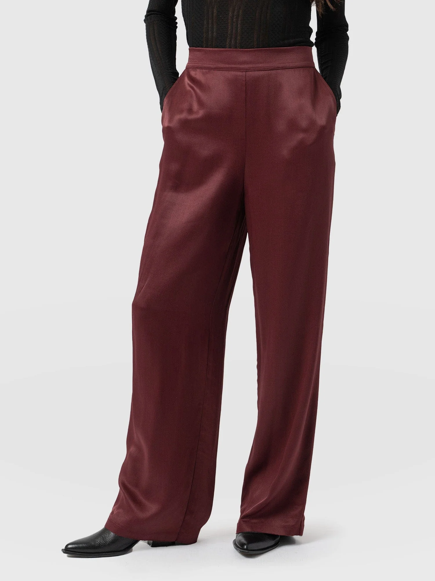 Langley Wide Leg Pant - Maroon - Image 2