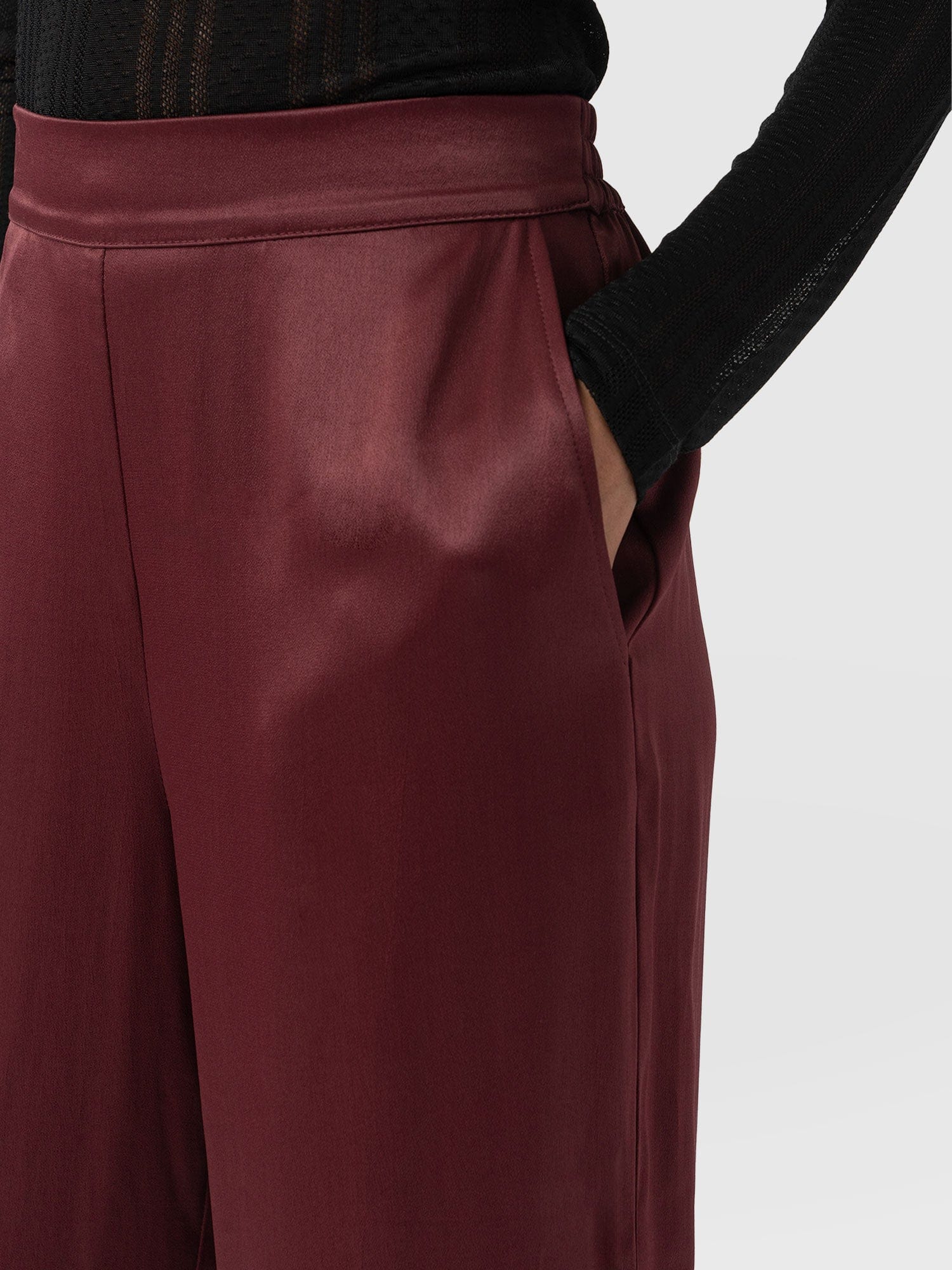 Langley Wide Leg Pant - Maroon - Image 3