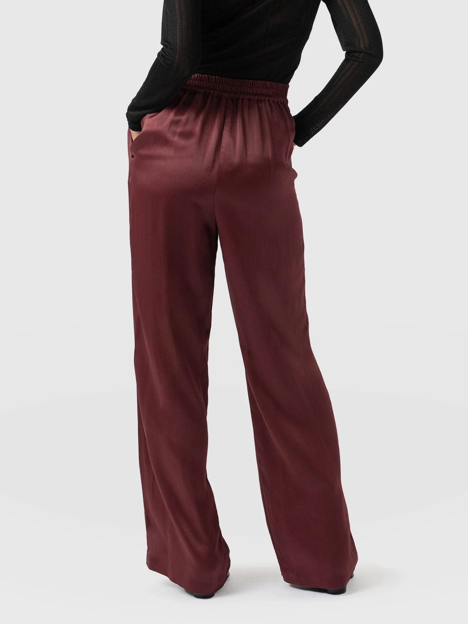 Langley Wide Leg Pant - Maroon - Image 6