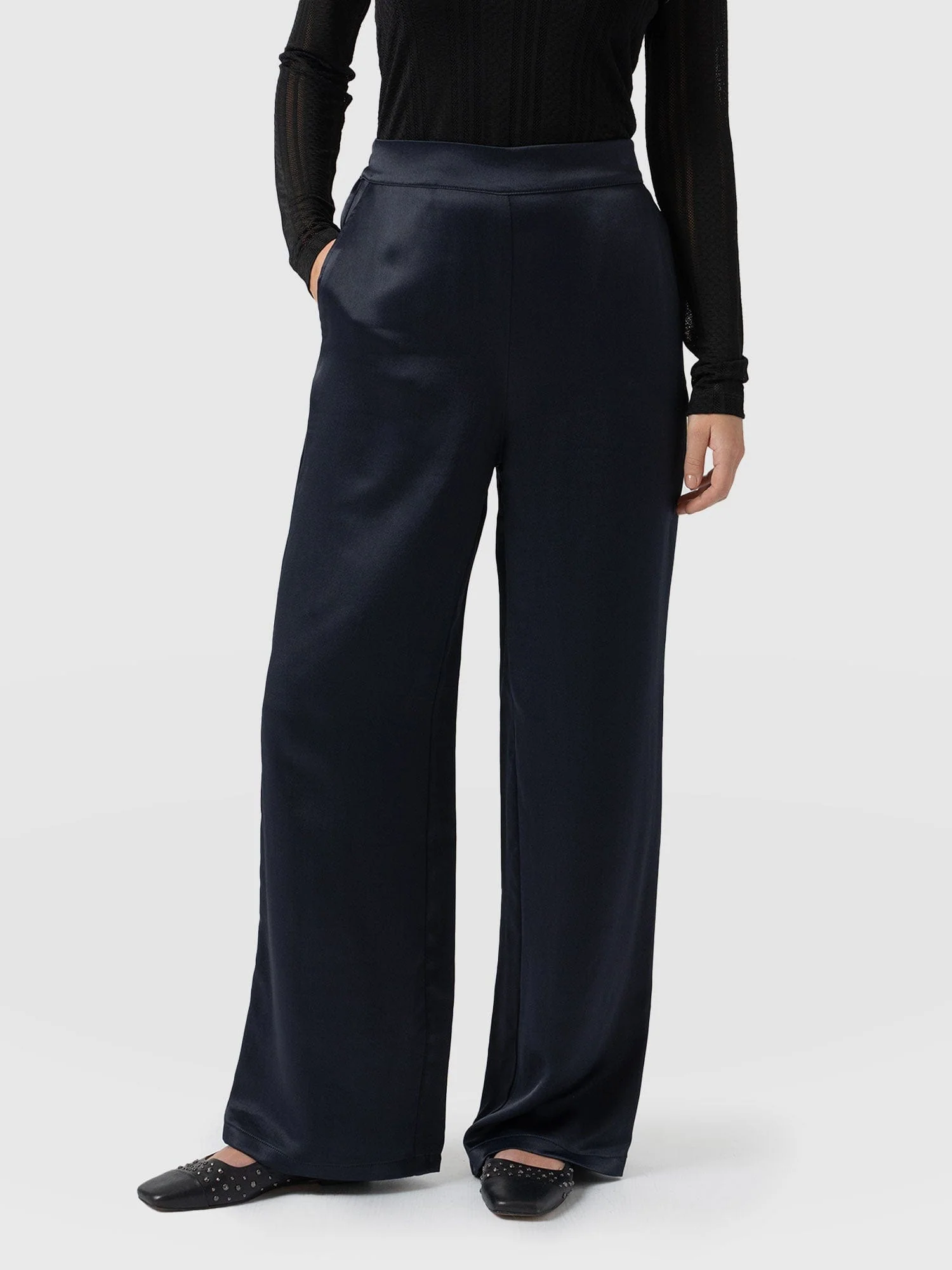 Langley Wide Leg Pant - Navy - Image 2