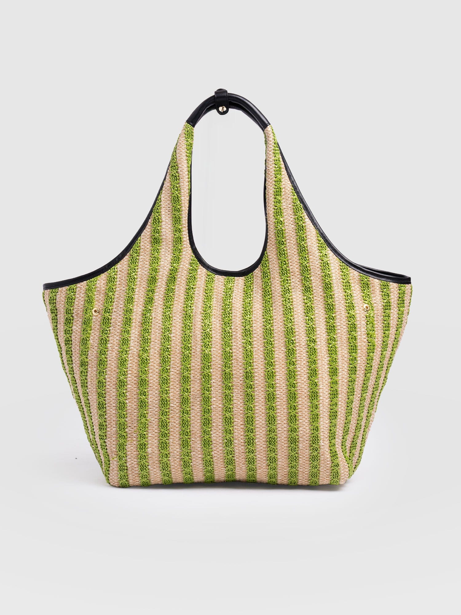 Large Stella Shoulder Tote Bag - Green Raffia - Image 2