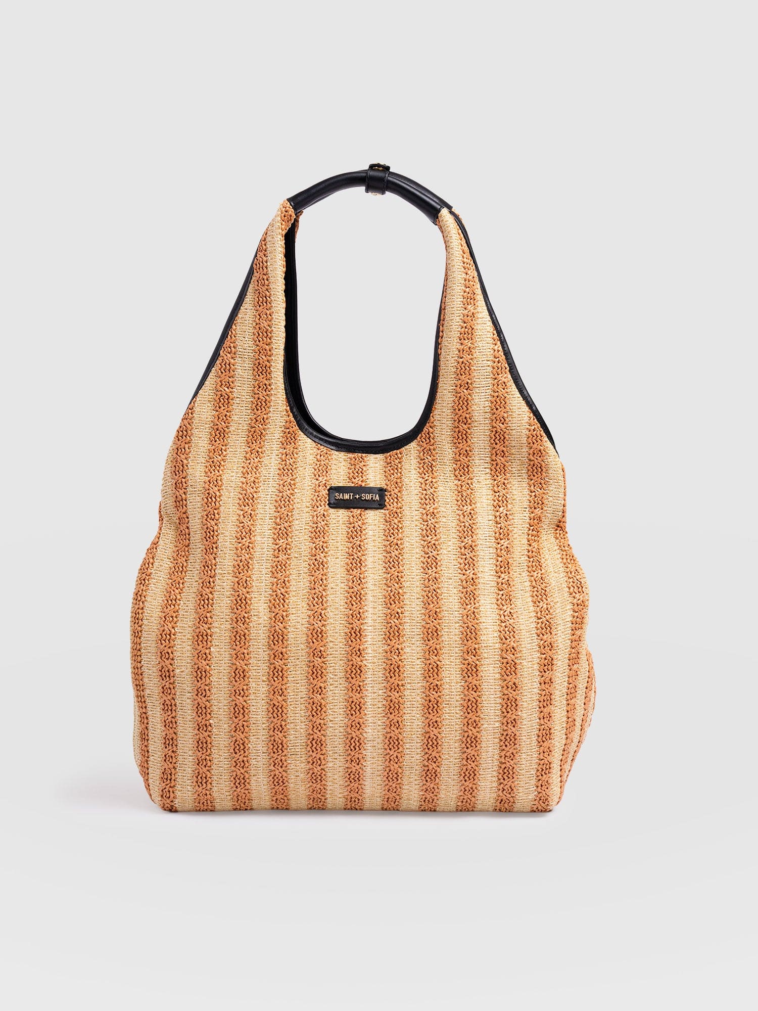 Large Stella Shoulder Tote Bag - Orange Raffia - Image 3