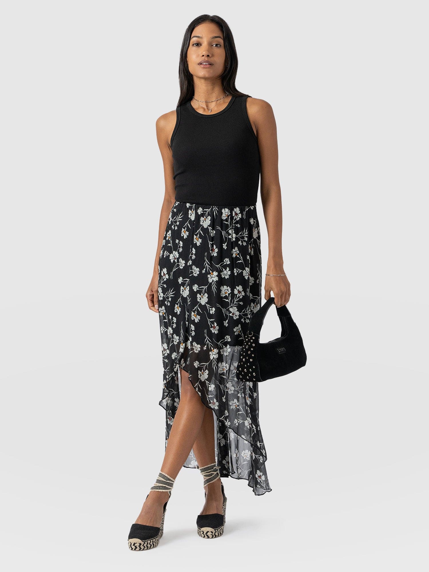 Lexi High Low Skirt - Black Spring Floral - Image 2