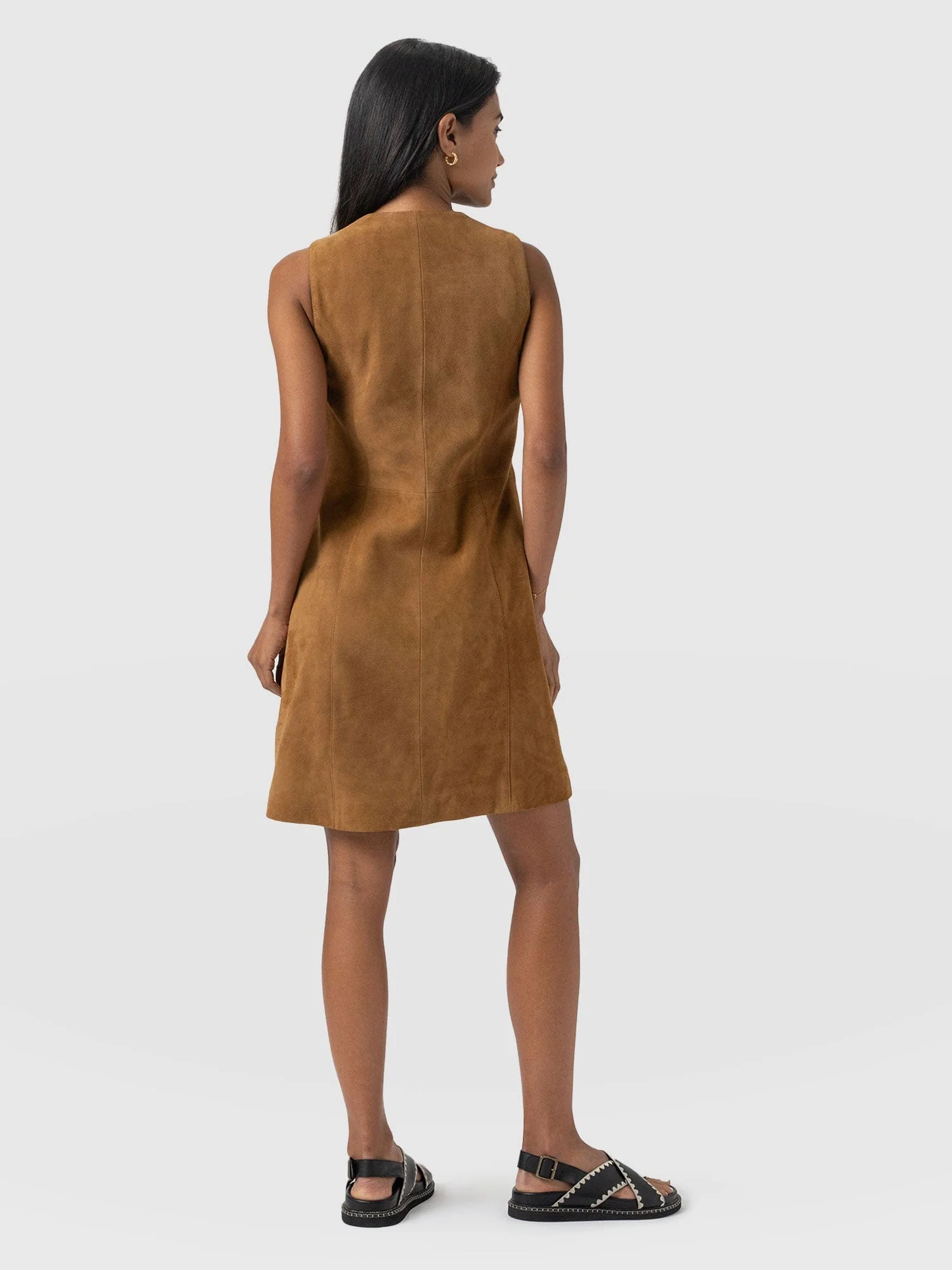 Luther Suede Mini Dress - Camel - Image 6