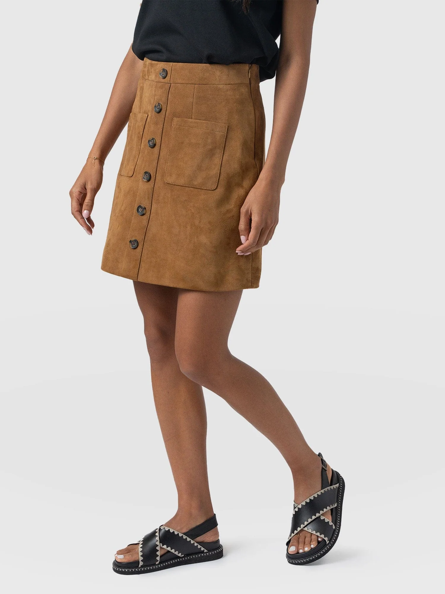 Luther Suede Mini Skirt- Camel - Image 4