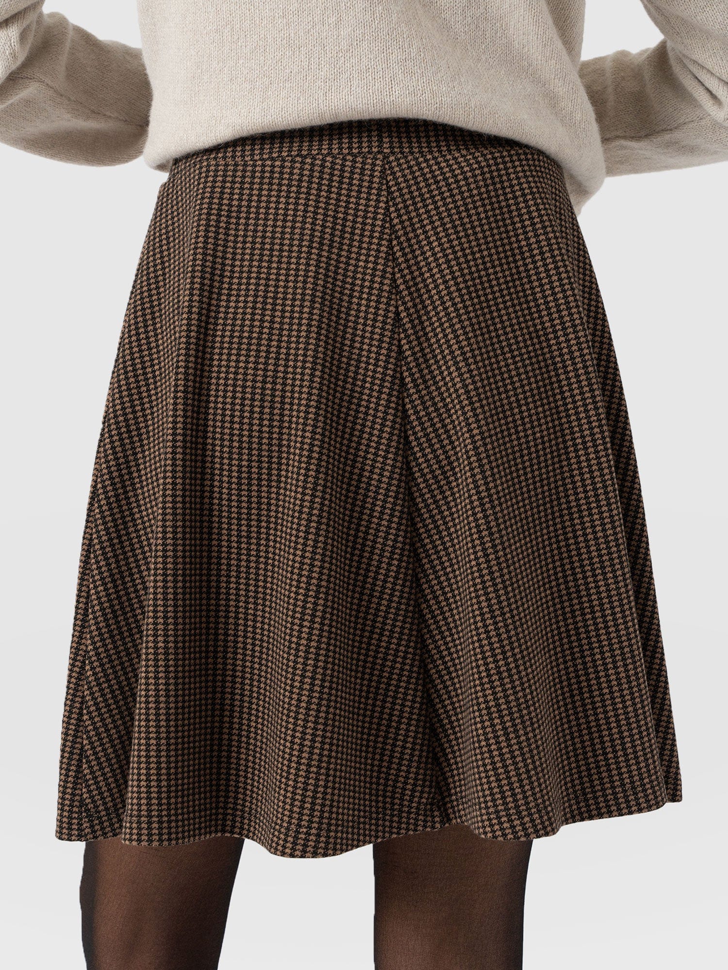 Macie Mini Skirt - Brown Mini Houndstooth - Image 6