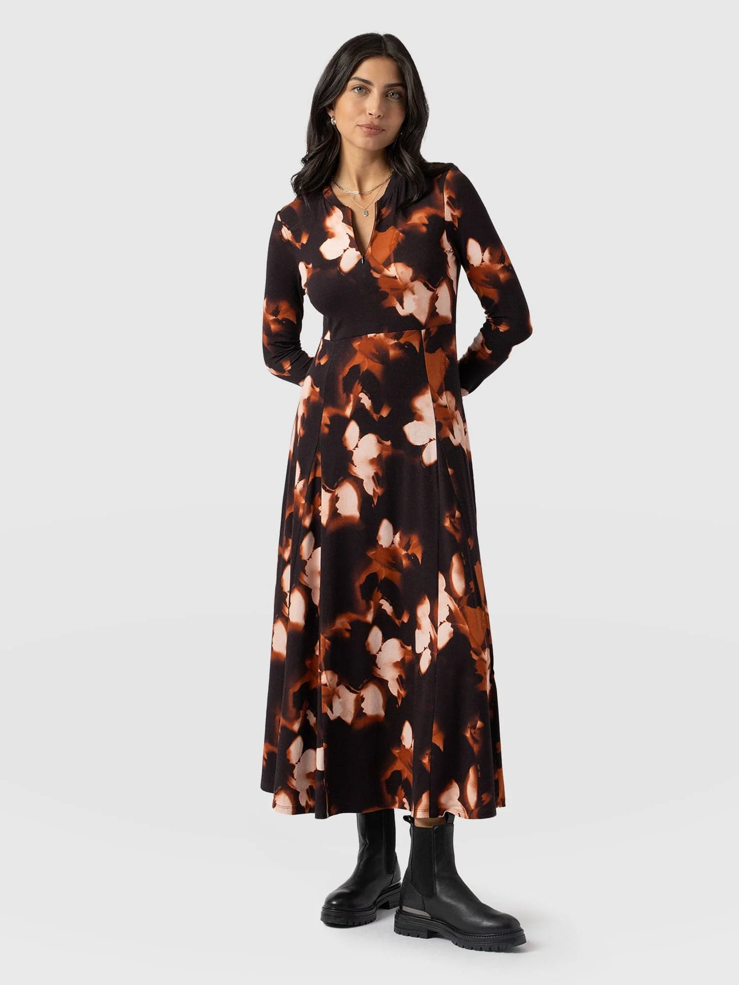 Macie Zip Up Dress - Orange Aurora - Image 2