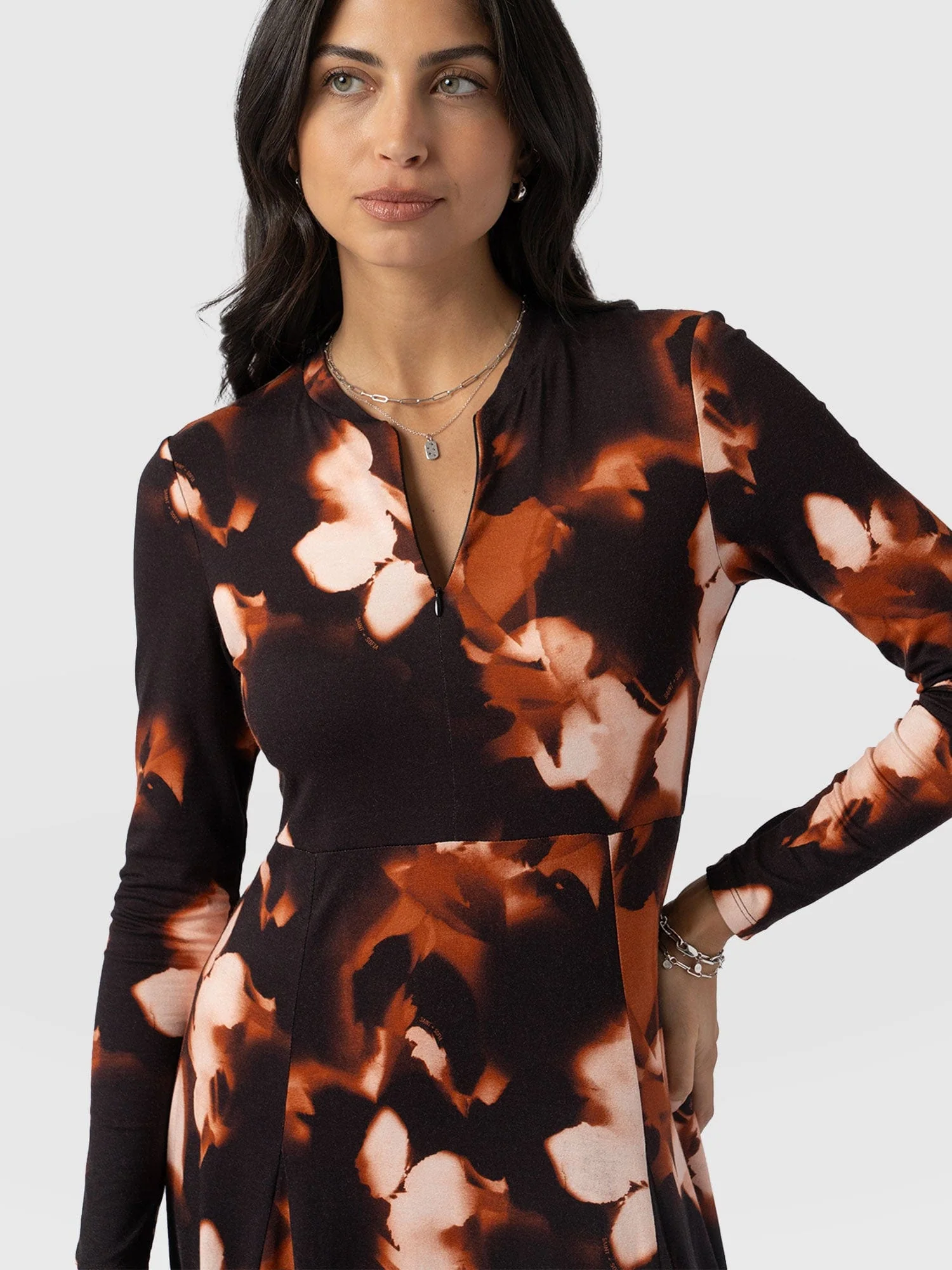 Macie Zip Up Dress - Orange Aurora - Image 4