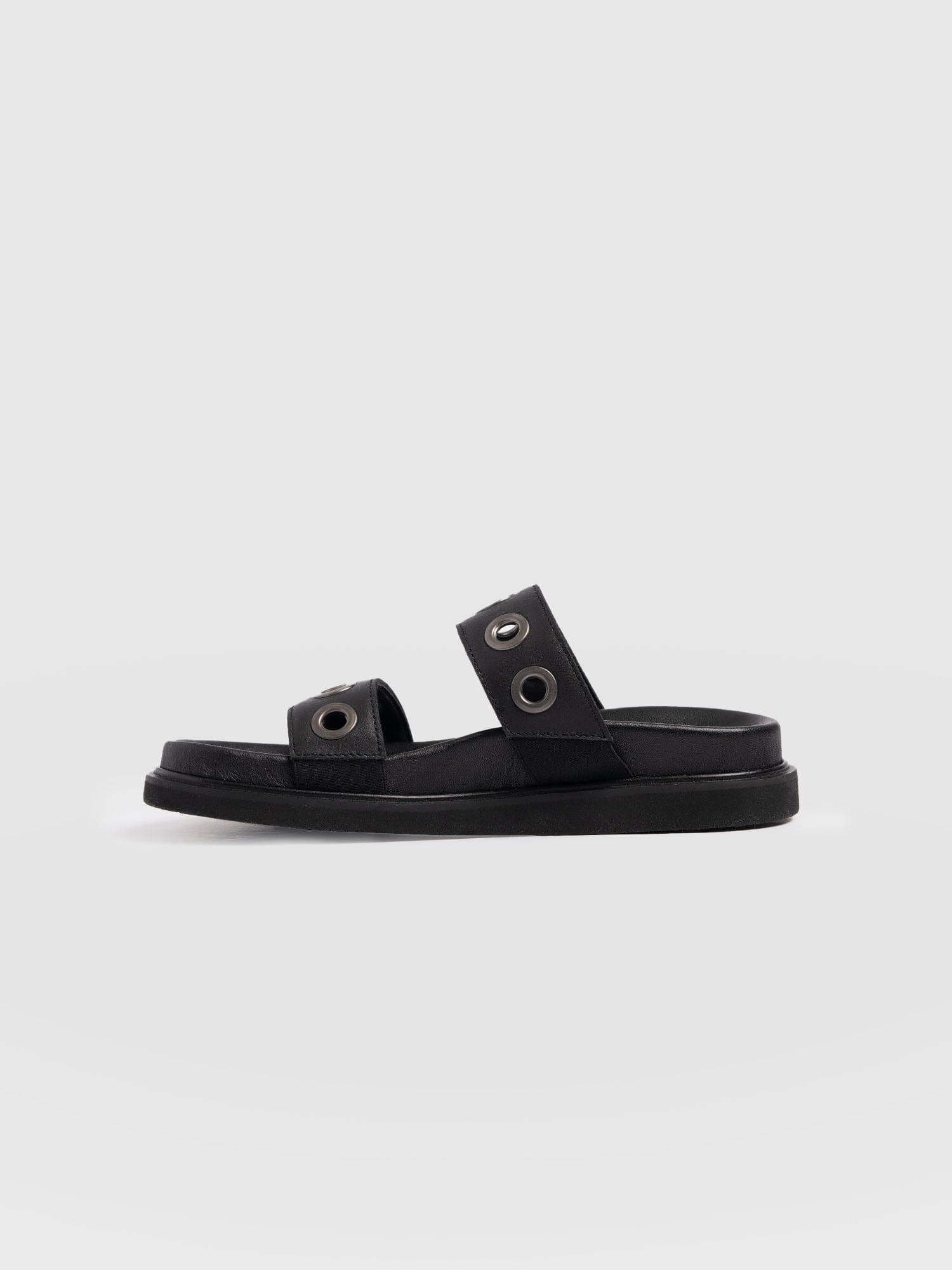 Madison Eyelet Slides - Black - Image 2
