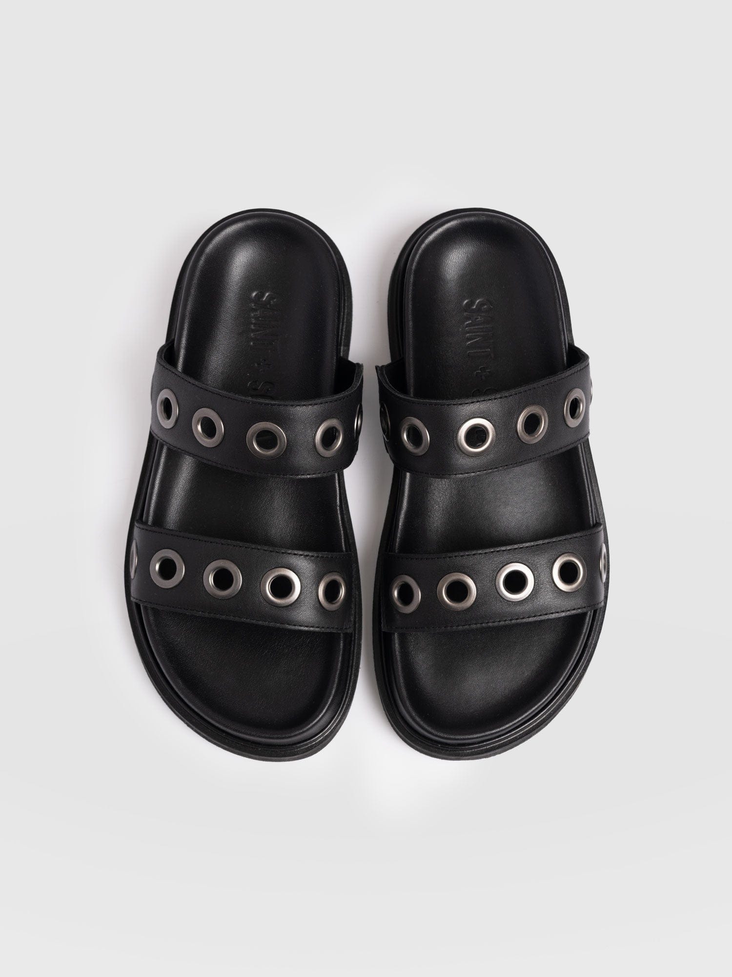 Madison Eyelet Slides - Black - Image 5