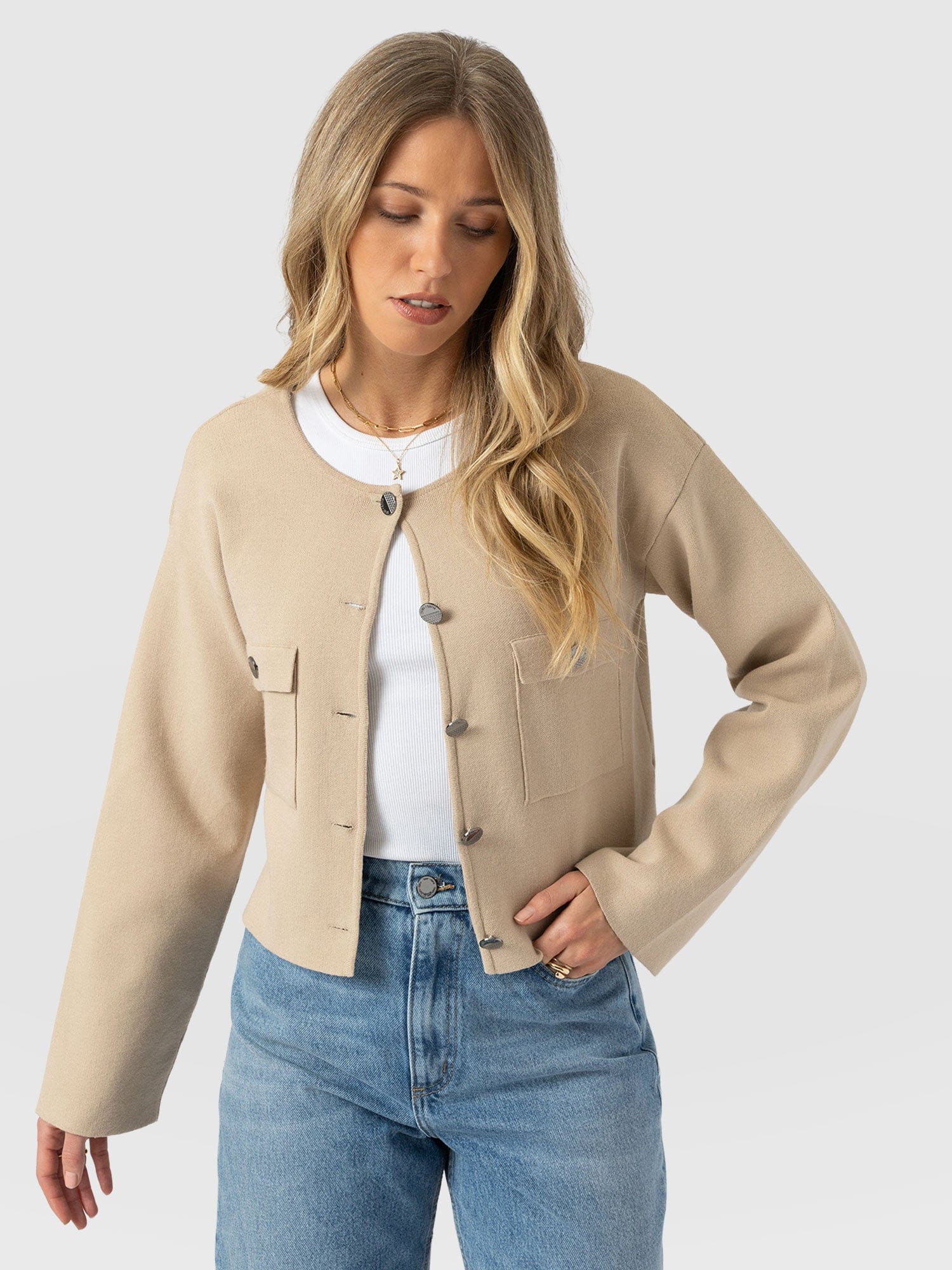 Maeva Knit Jacket - Cream - Image 2
