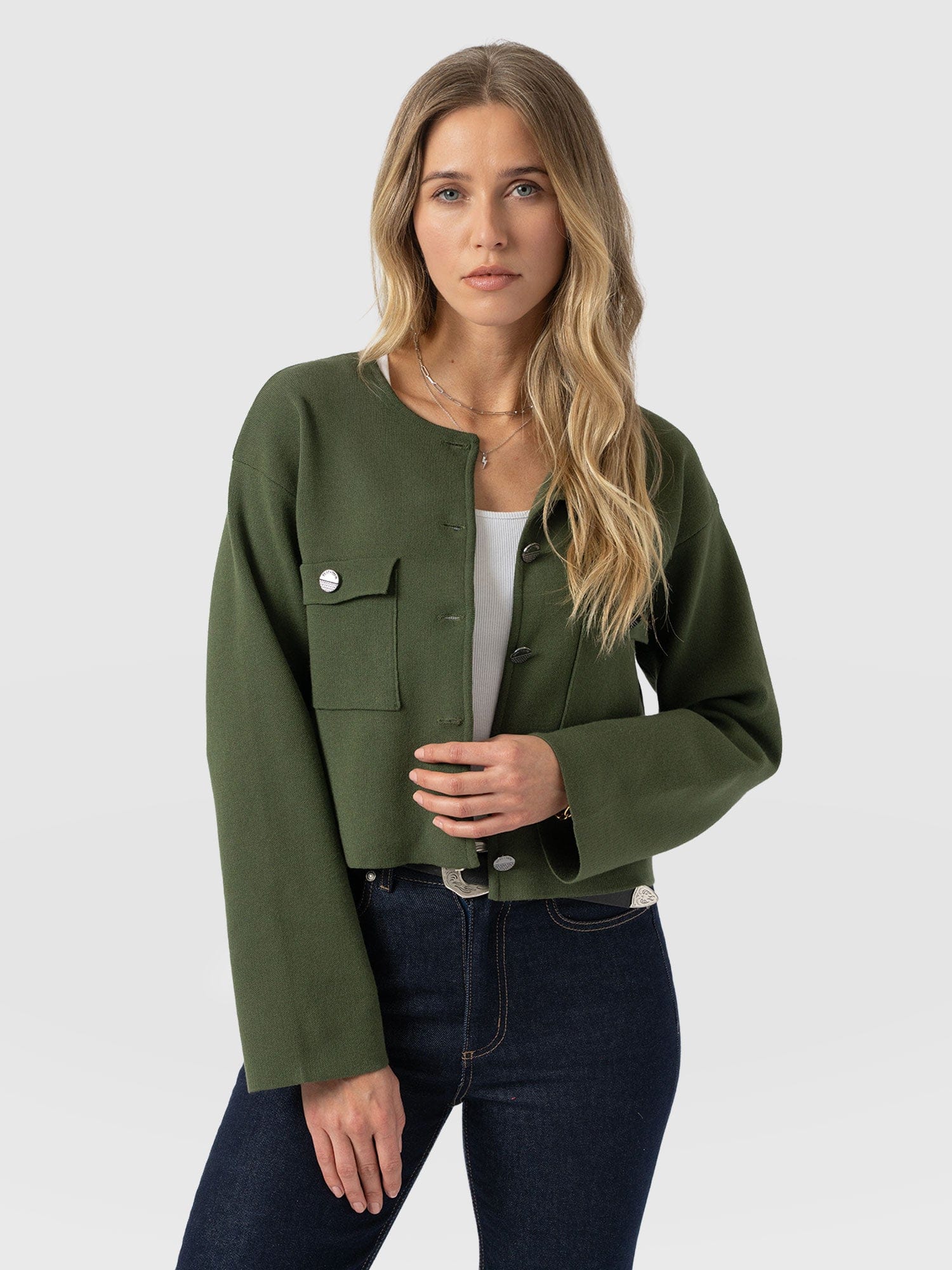 Maeva Knit Jacket - Khaki - Image 2